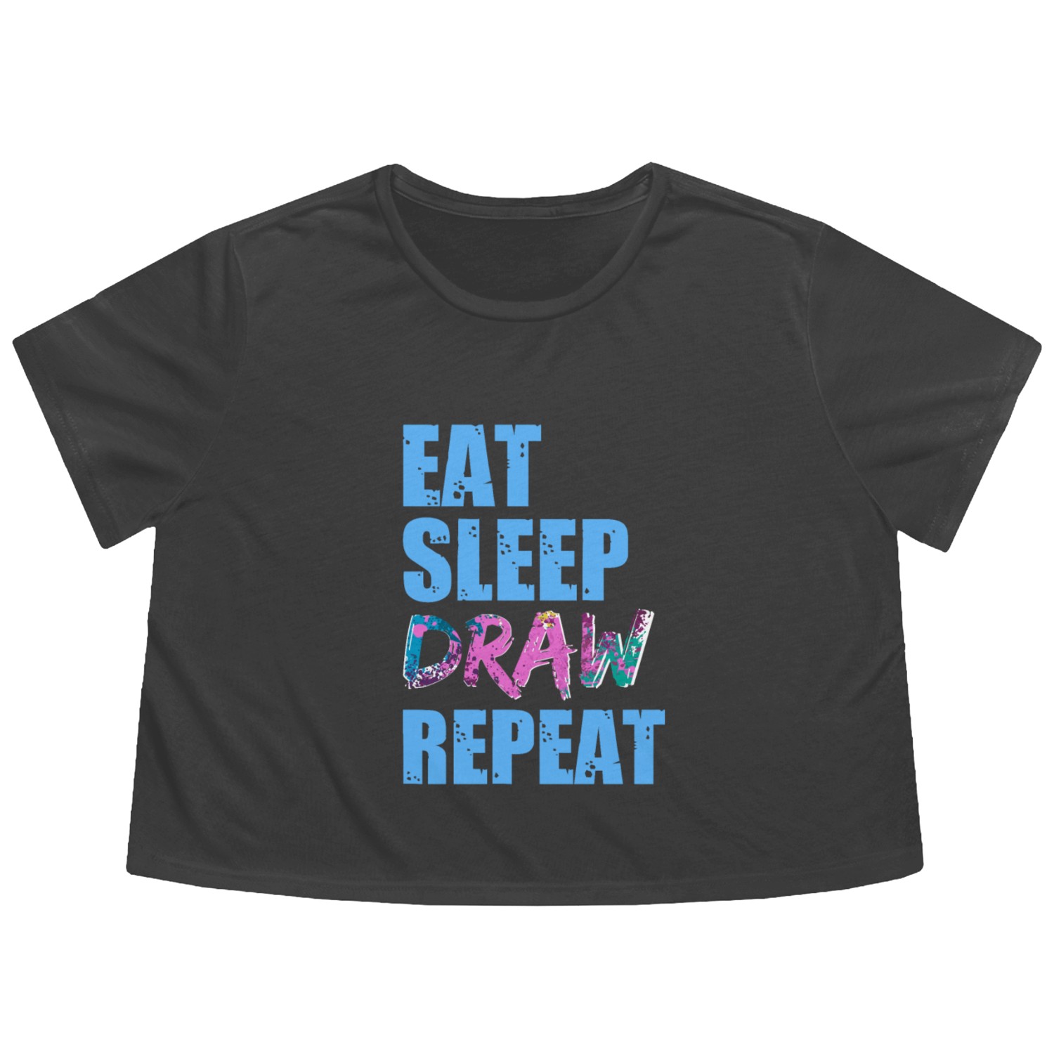 Artist Eat Sleep Draw Repeat Art Drawing Gift Flowy Cropped Tees