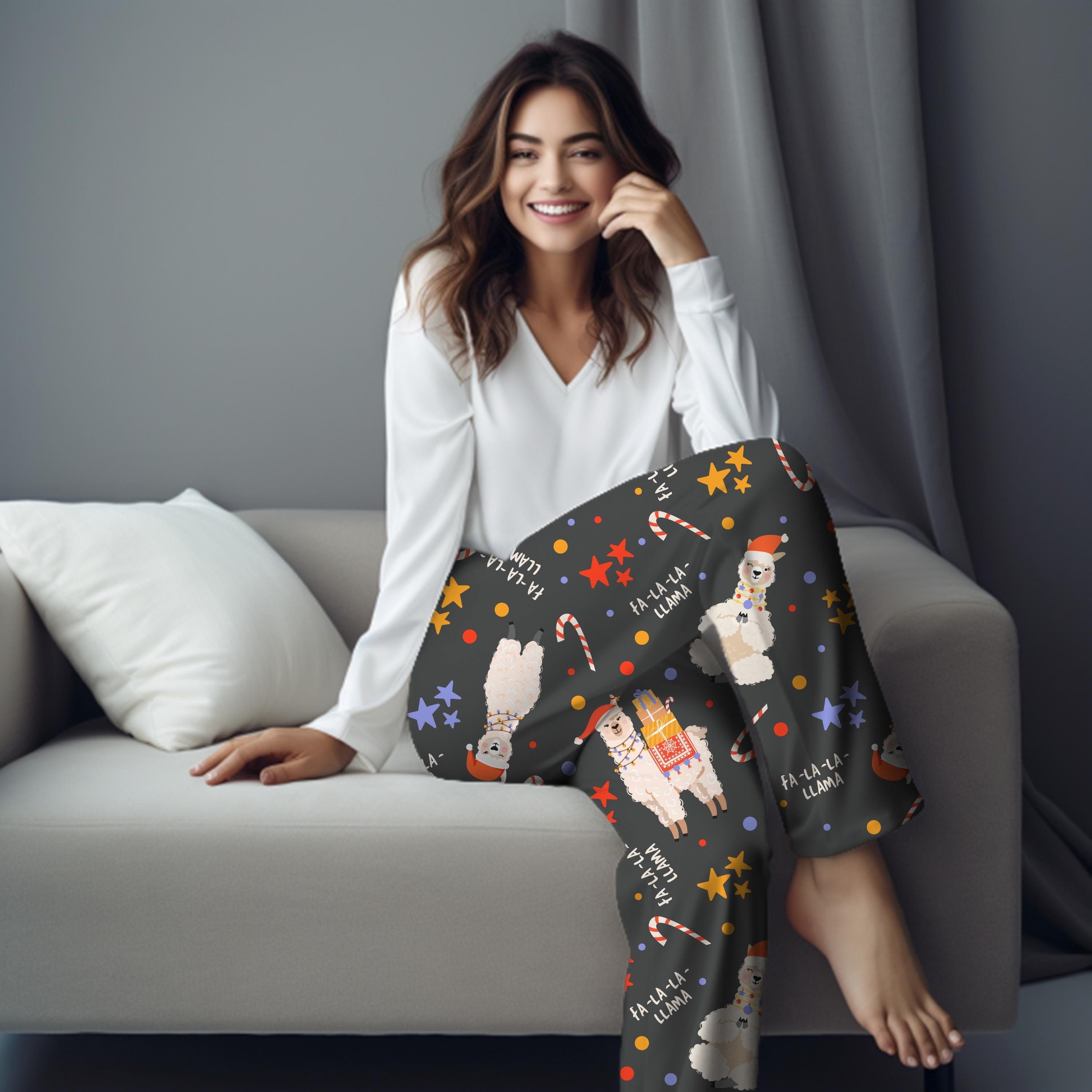 Christmas Llama PJ Pants, Fa-la-la-llama Lounge Pants, Christmas PJ Pants, Friend Birthday Gift, Llama Lover Gift, Animal Lover Gift Pants