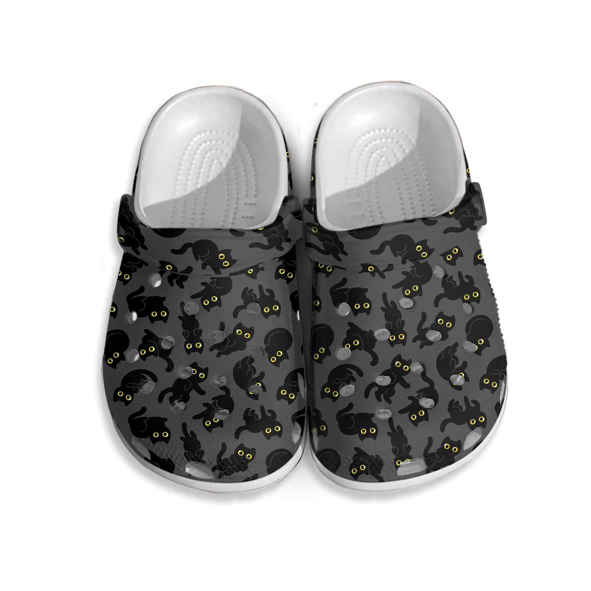 Funny men's - women's rubber clogs, cat clogs for children, cartoon cat design shoes, cat pattern, slippers with cat motif