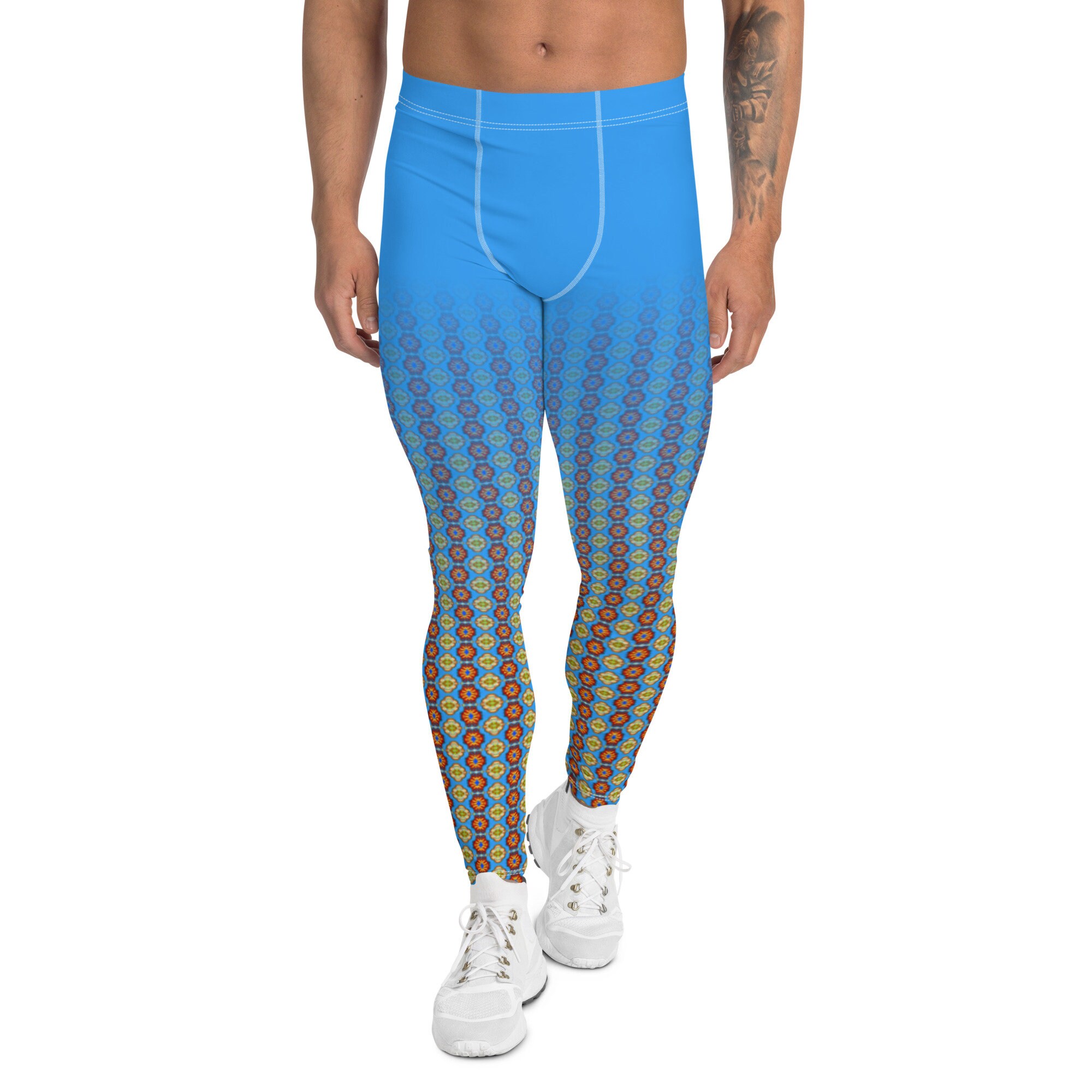Men's Leggings Blue Pattern Peyote Venado Azul Matching Leggings