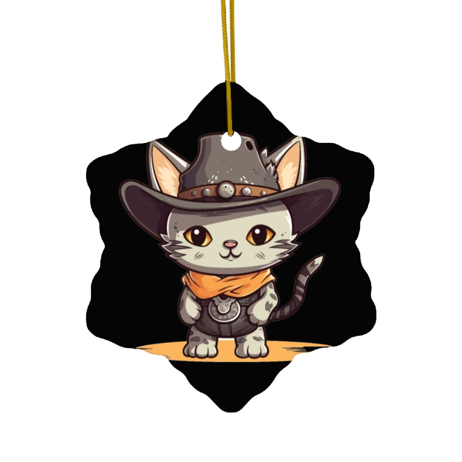 Cat Cowboy Cute Western Kawaii Rodeo Cat Ceramic Ornaments