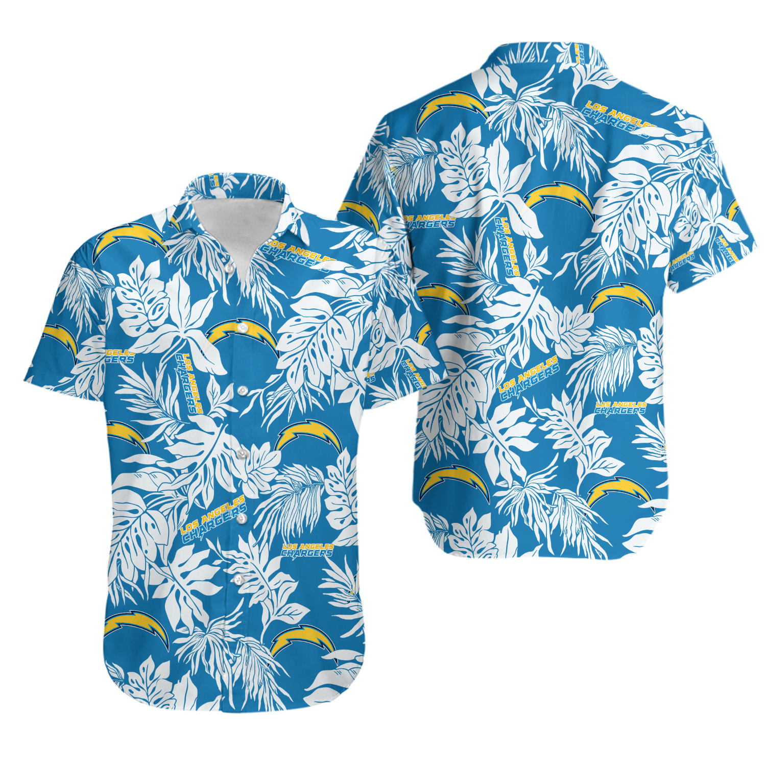 Los Angeles Team Chargers Tropical Leaf Hawaiian Sport Tropical Beach Shirts