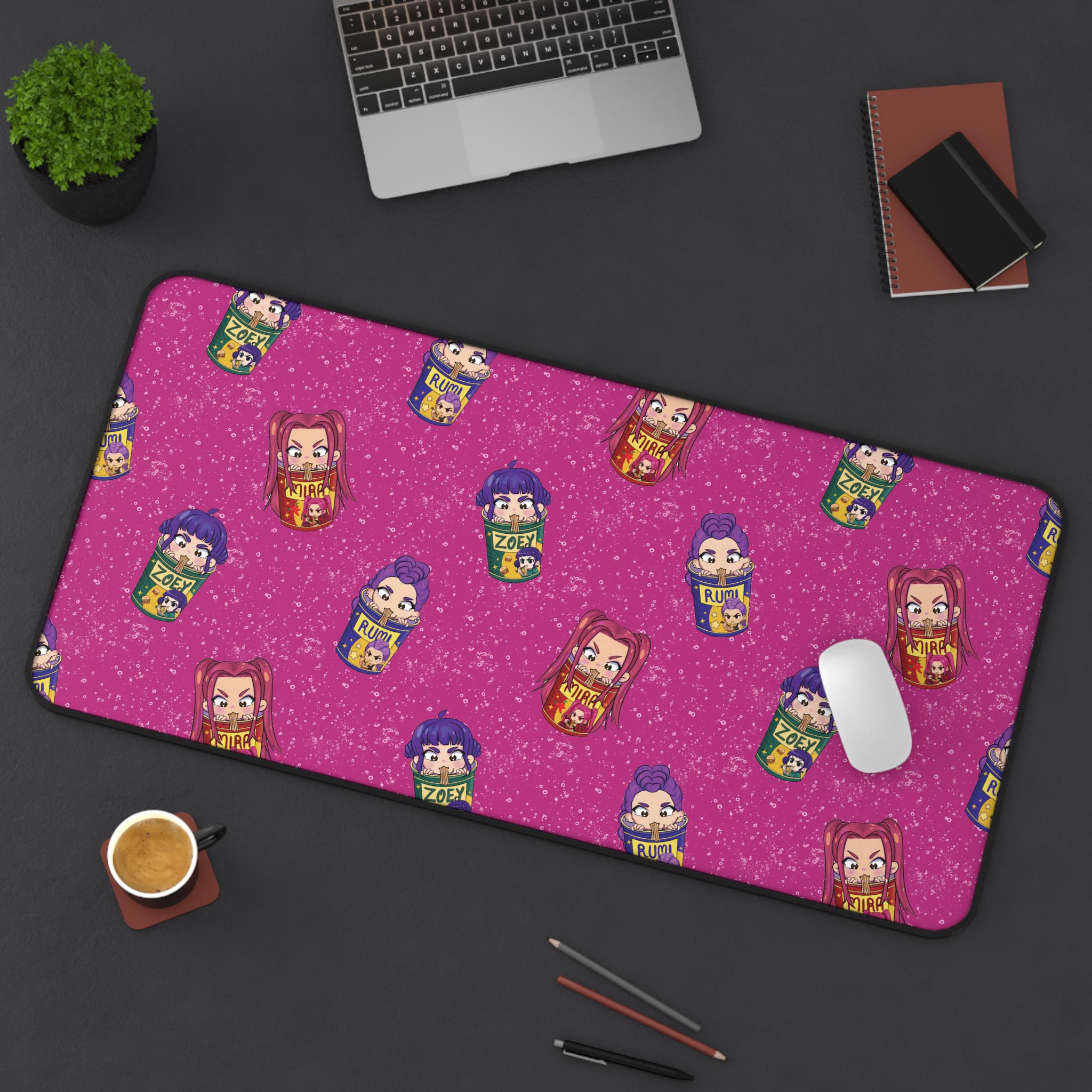 Kpop Demon Hunters Gamer Mouse Pad Chibi Rumi, Zoey & Mira Anime Desk Mat, Cute Kpop Merch Gift for Gamers