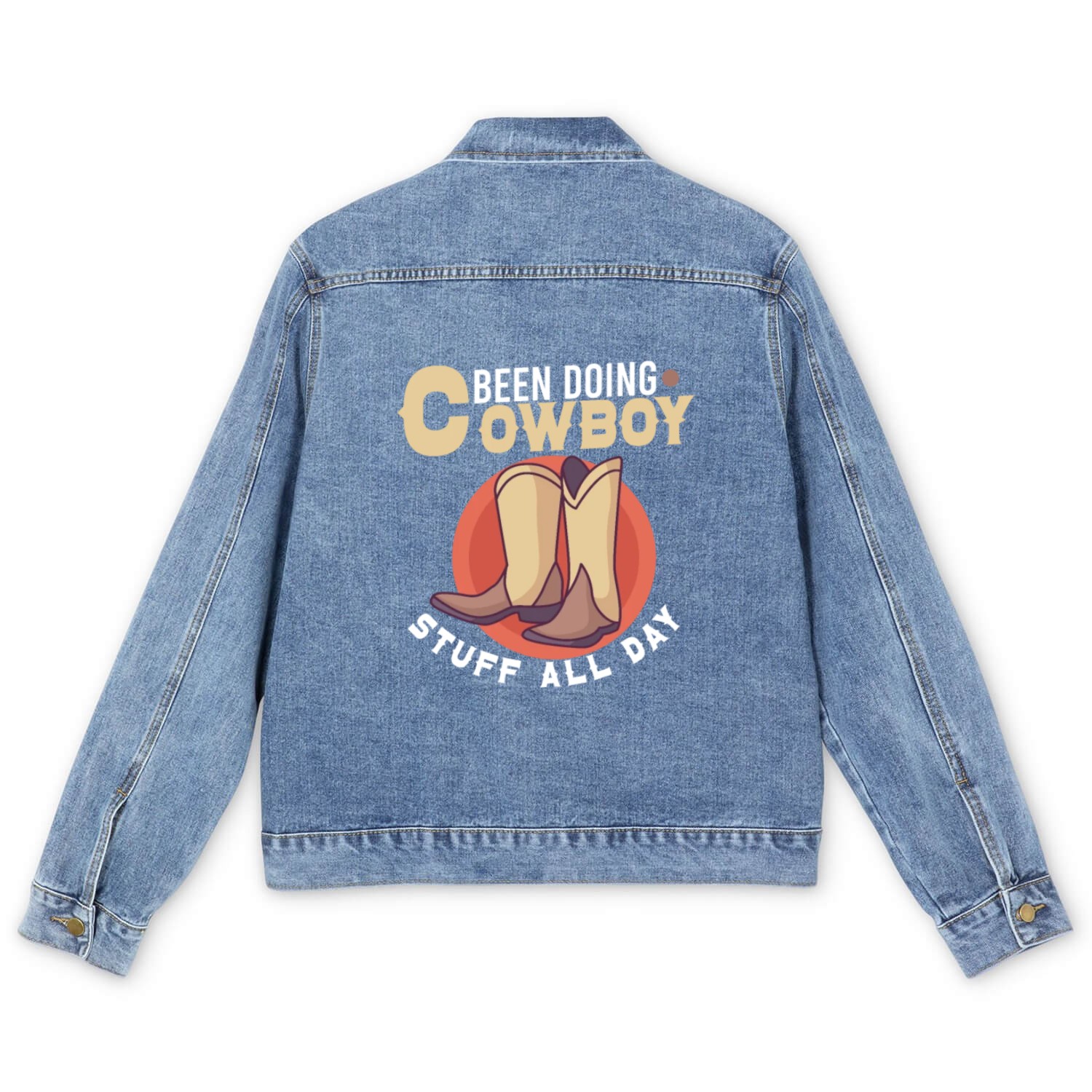 Cowboy Barn Bull Rider Rodeo Country Western Gift Men's Denim Jackets