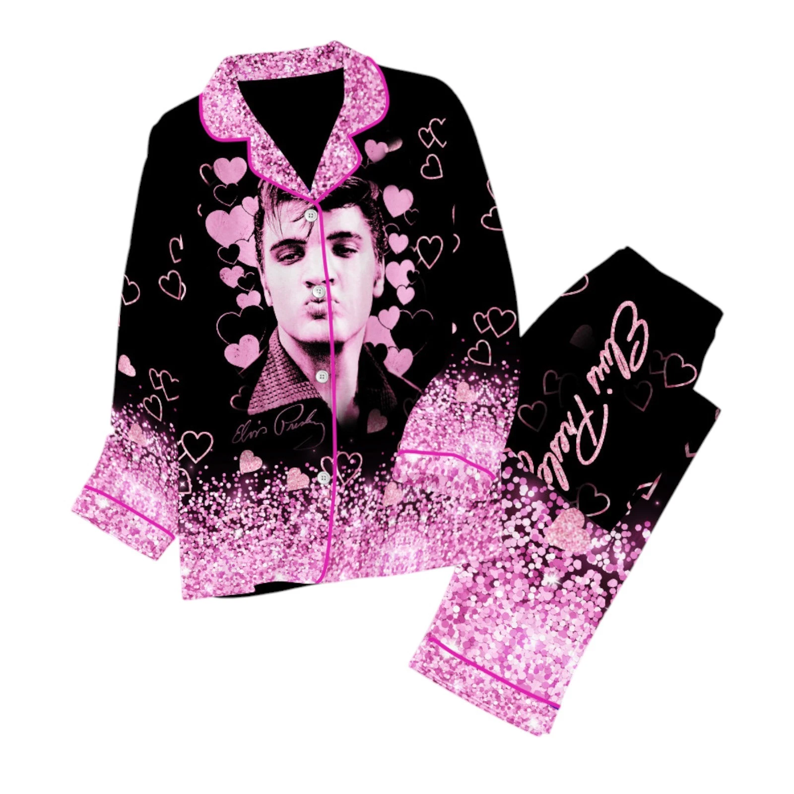 Elvis Presley Button Down Pajamas Set
