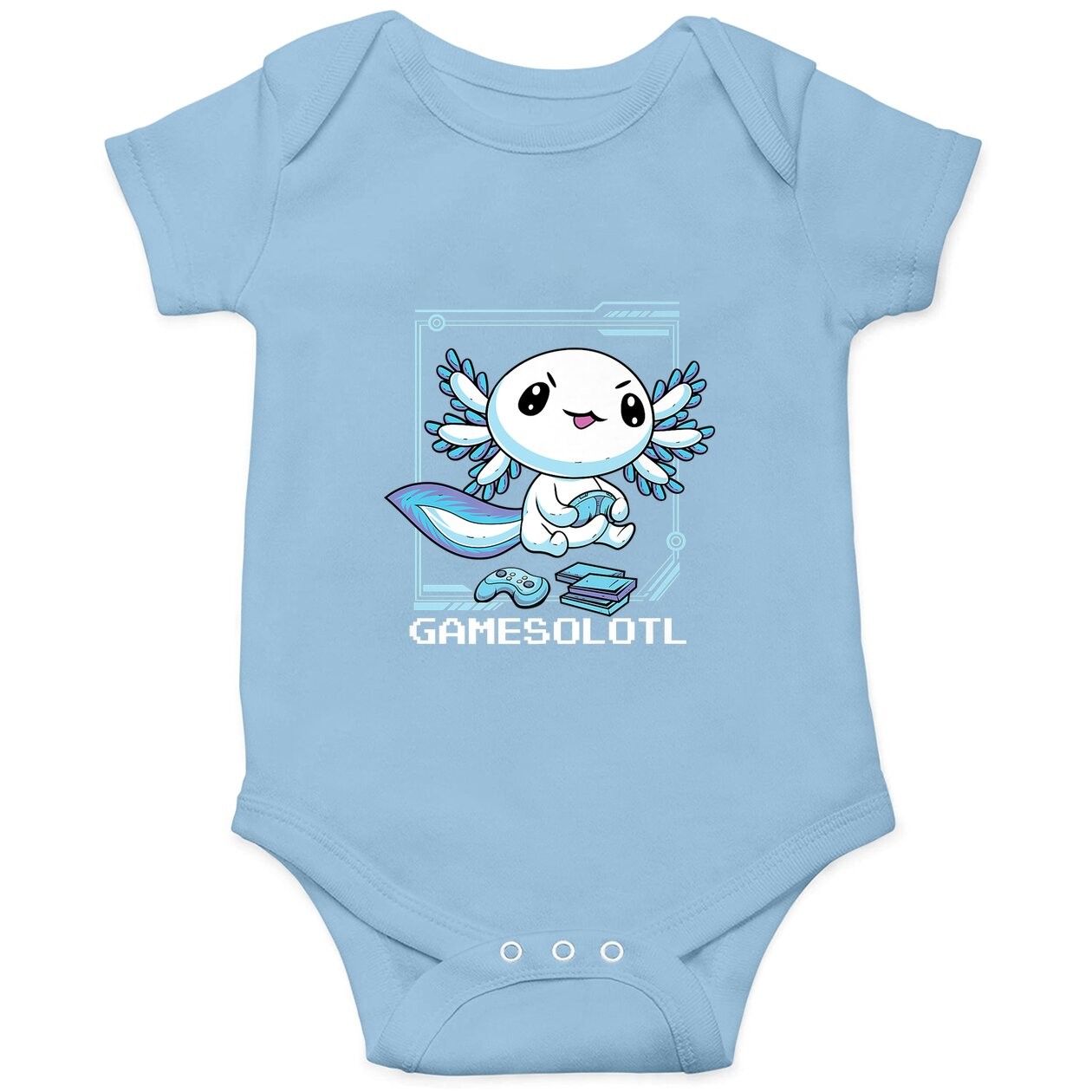 Gamesolotl Gamer Axolotl Fish Playing Video Games Lizard Baby Bodysuit