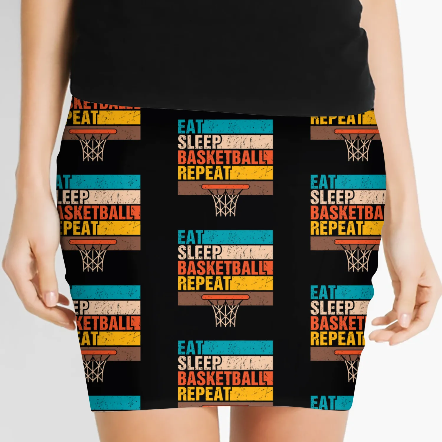 Eat Sleep Basketball Repeat Basketball Youths Kids Women's Mini Skirts