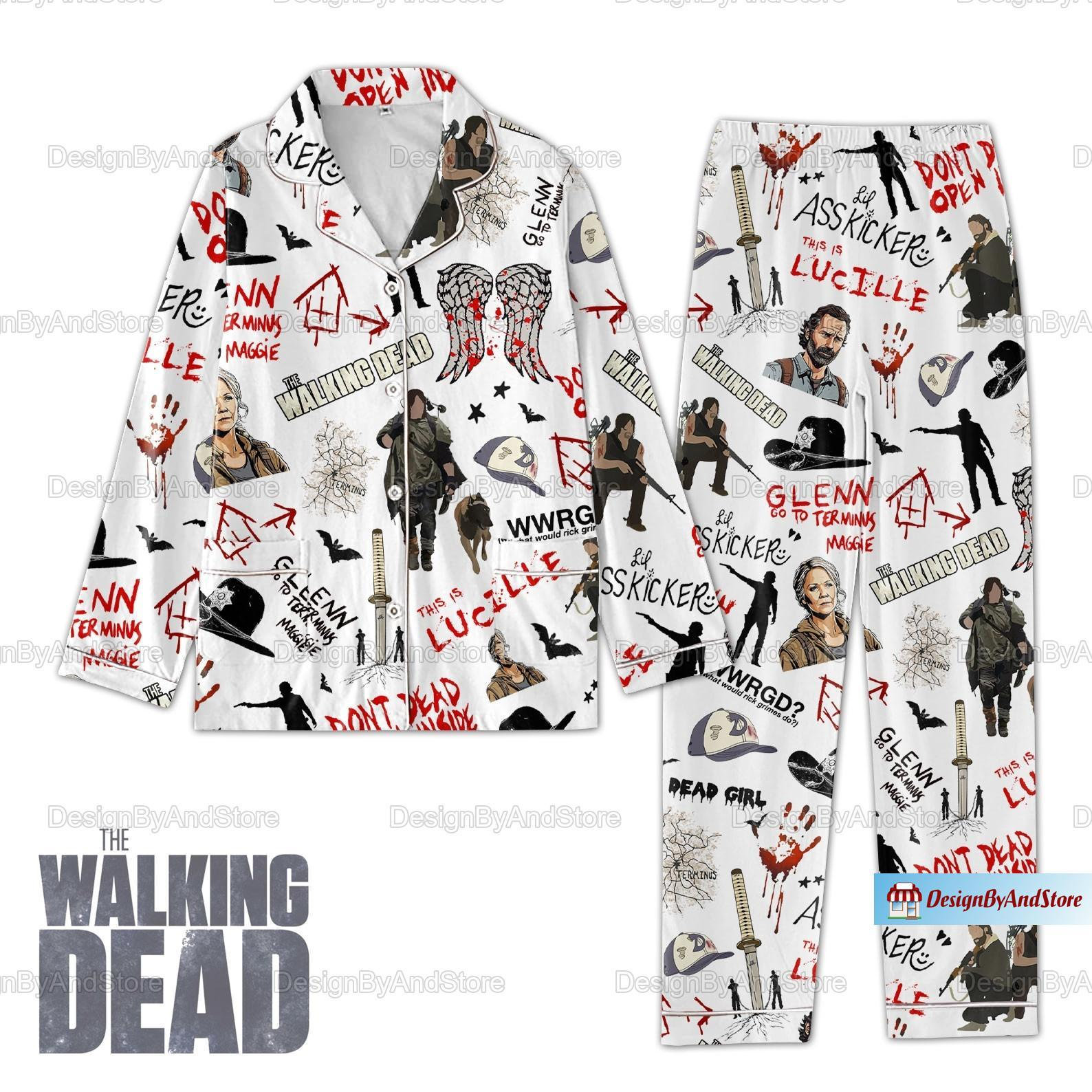 The Walking D Pajamas, The Walking D Pajamas Set, The Walking D Holiday Pajamas, Rick Grimes Women Pajamas
