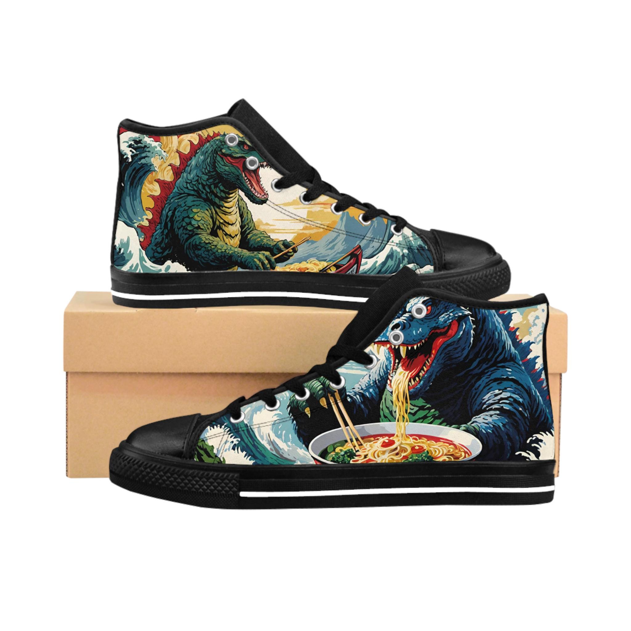 god zilla Ramen Shoes Sneakers | Vintage Japanese Art, Ramen Monster Design
