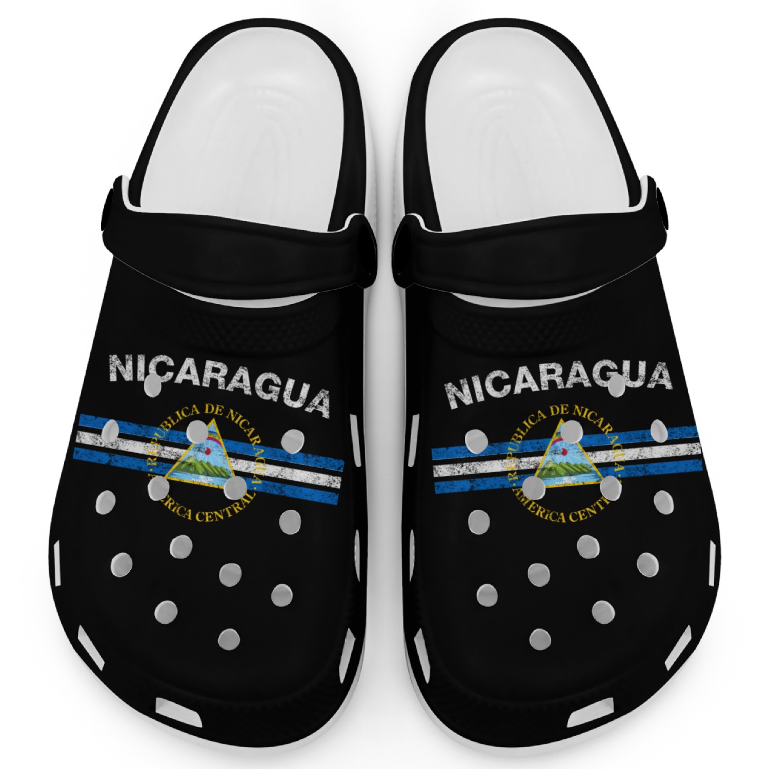 Nicaraguan Flag Clogs - Nicaraguan Emblem & Nicara