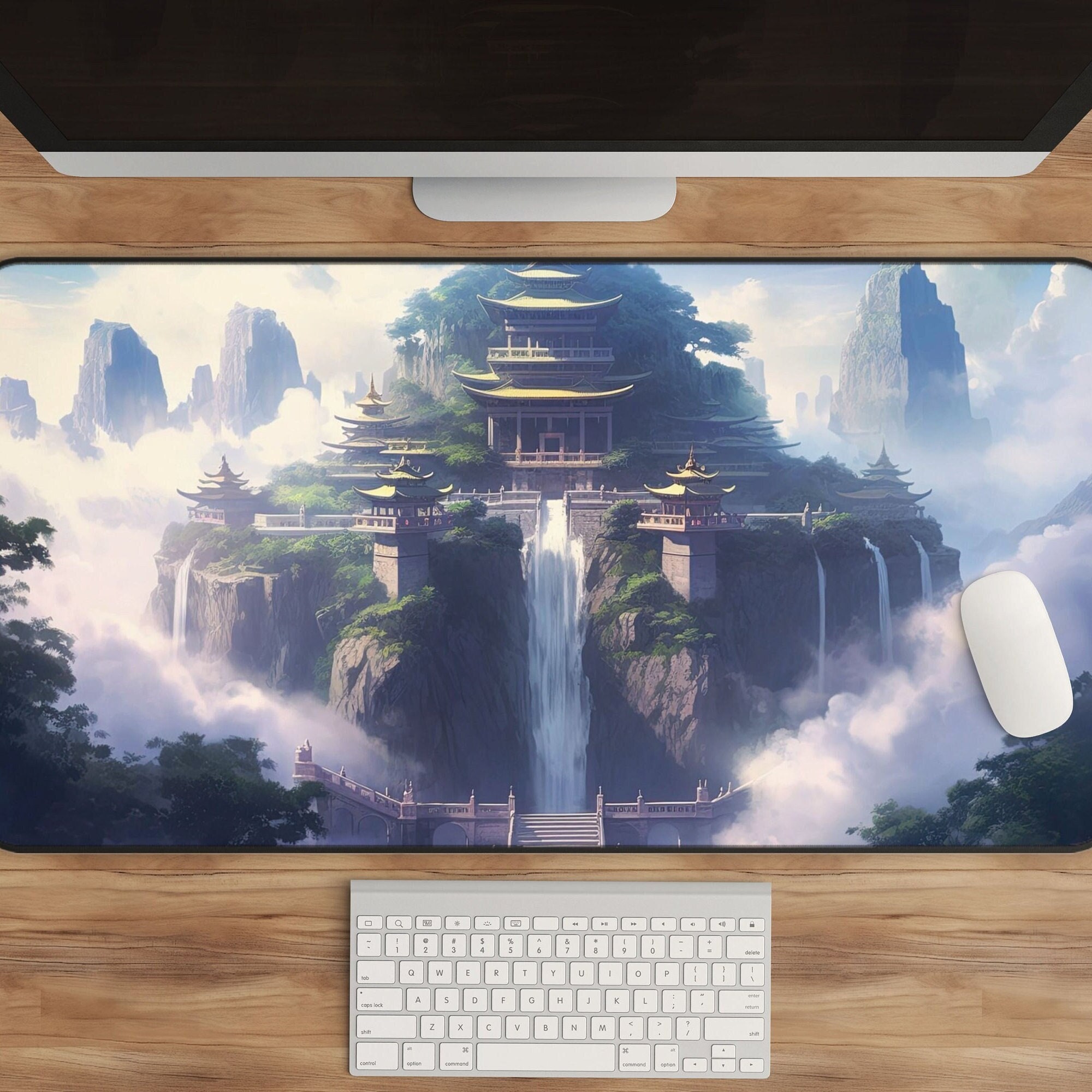 Anime Gaming Desk Mat - Fantasy Castle Landscape