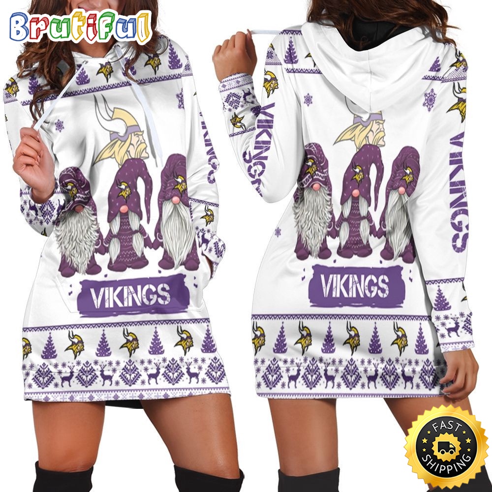 football Minnesota Vikings Hoodie Dress Gnomes All Over Print Hoodie Women