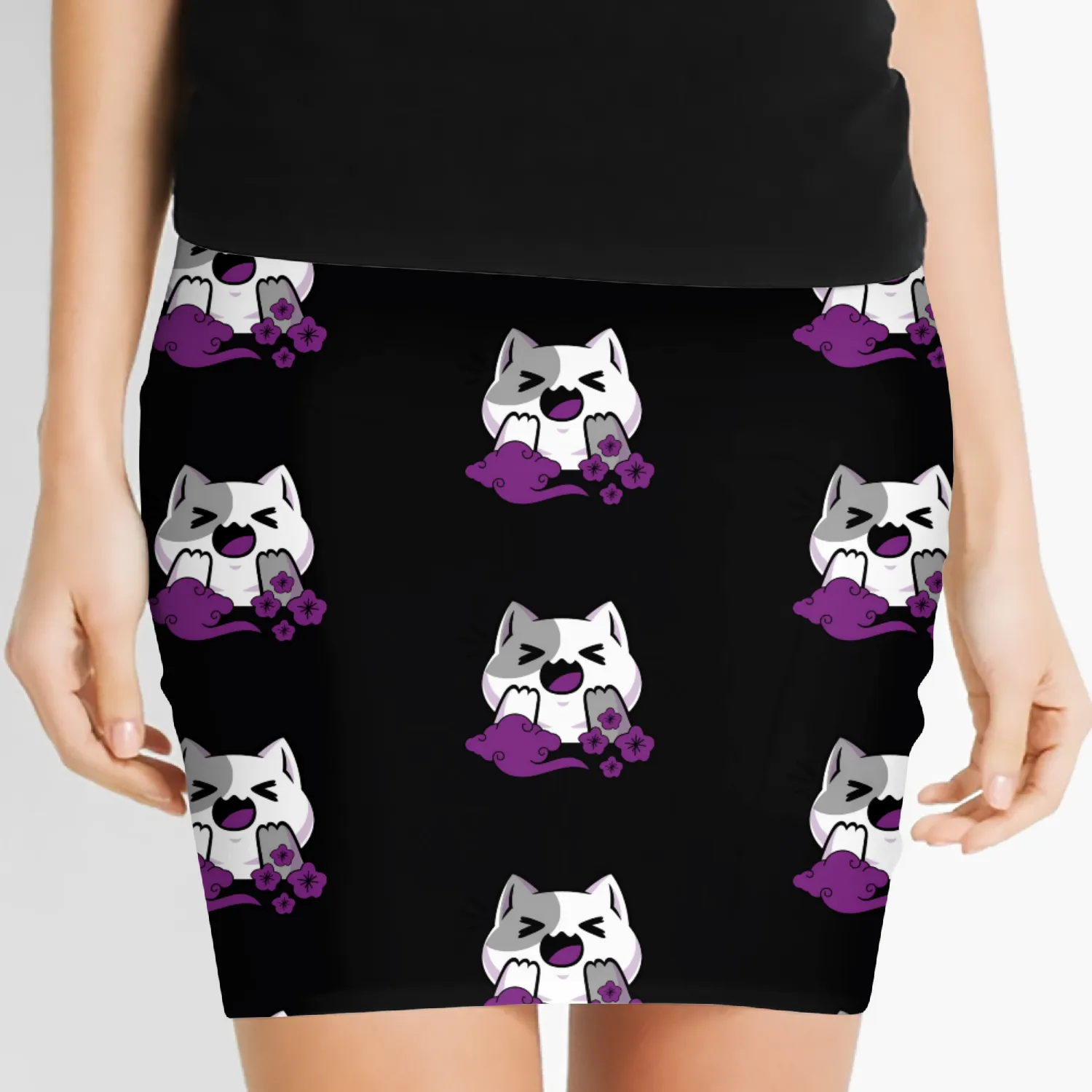 Asexual Subtle Ace Pride Anime And Cat Japanese Women's Mini Skirts
