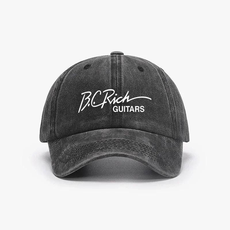BC Rich Guitar Vintage Washed Baseball Cap - Printed Logo Adjustable Cotton Unisex&nbsp;Dad Hat