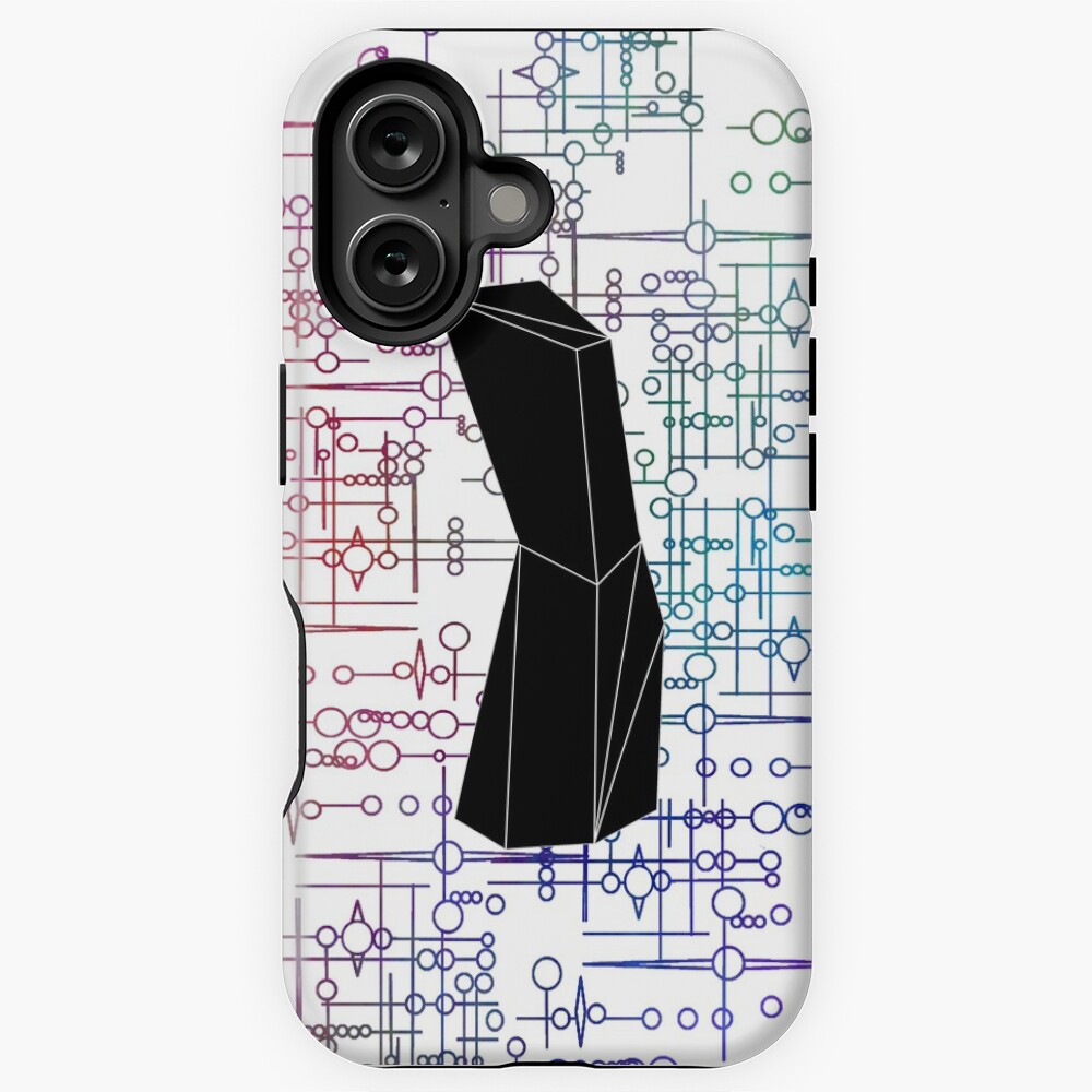 The Obelisk / The Diviner (Black and Multi-Coloured on White) iPhone Case