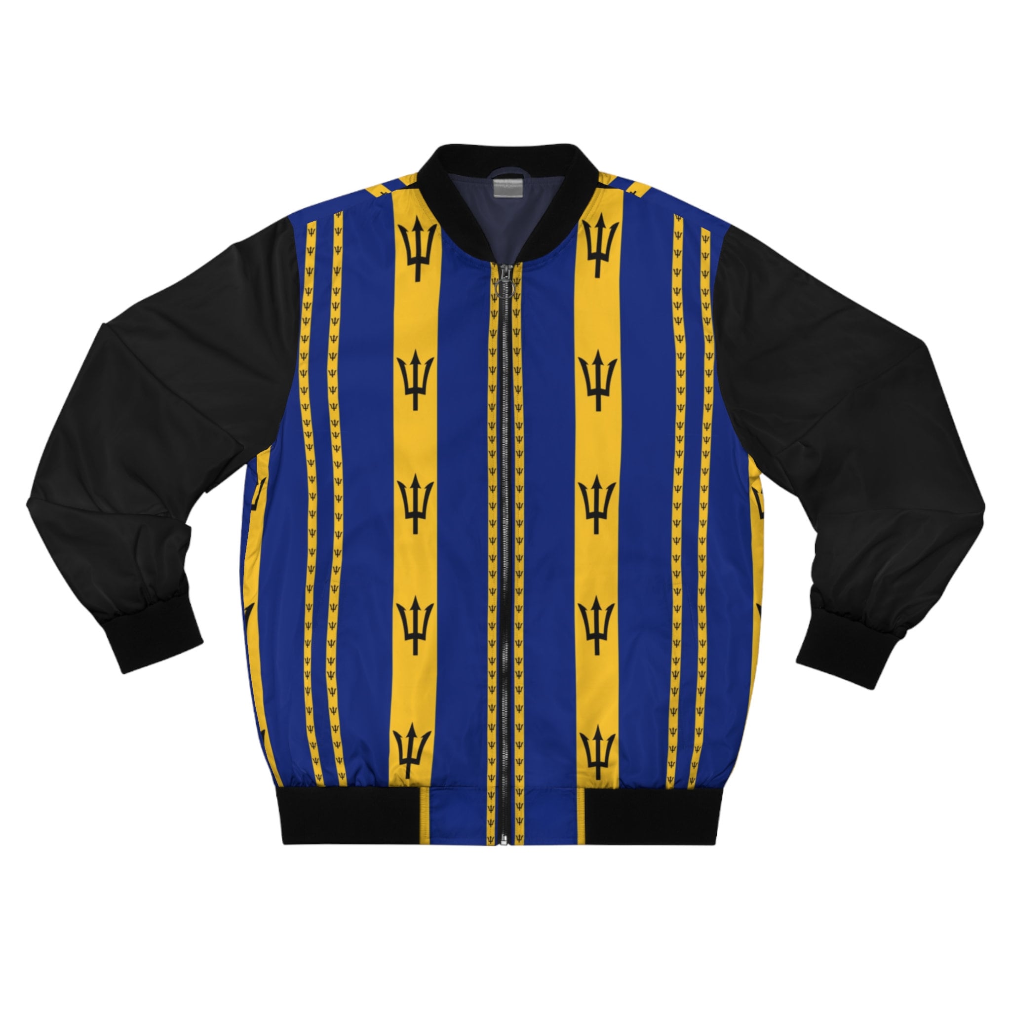 Barbadian Flag Smart Casual Men's Bomber Jacket