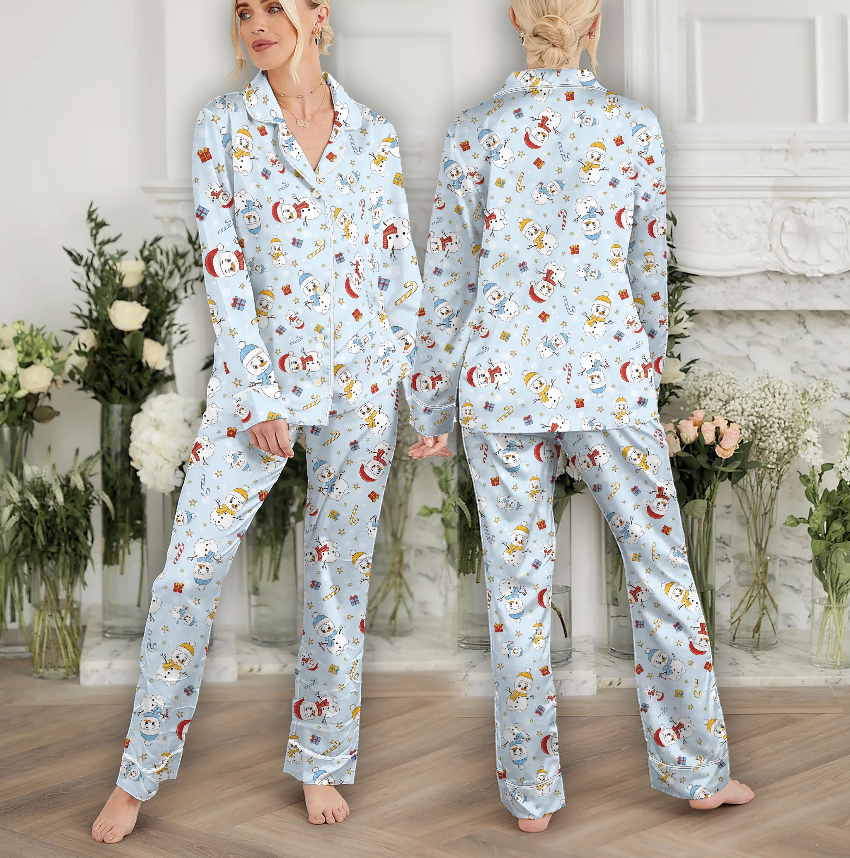 Cute Christmas Snowmen Pajama Set Women, Candy Canes Matching Pajamas Set, Christmas Treewomens Pajama Set, Gift for Christmas