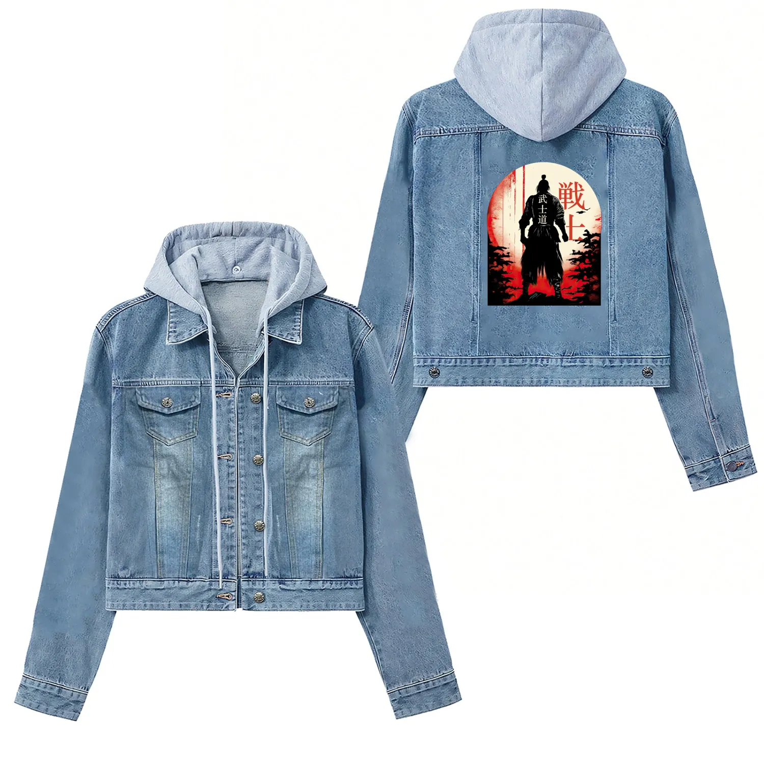 Bushido Code Samurai Japanese Warrior Kanji Women's Denim Jackets