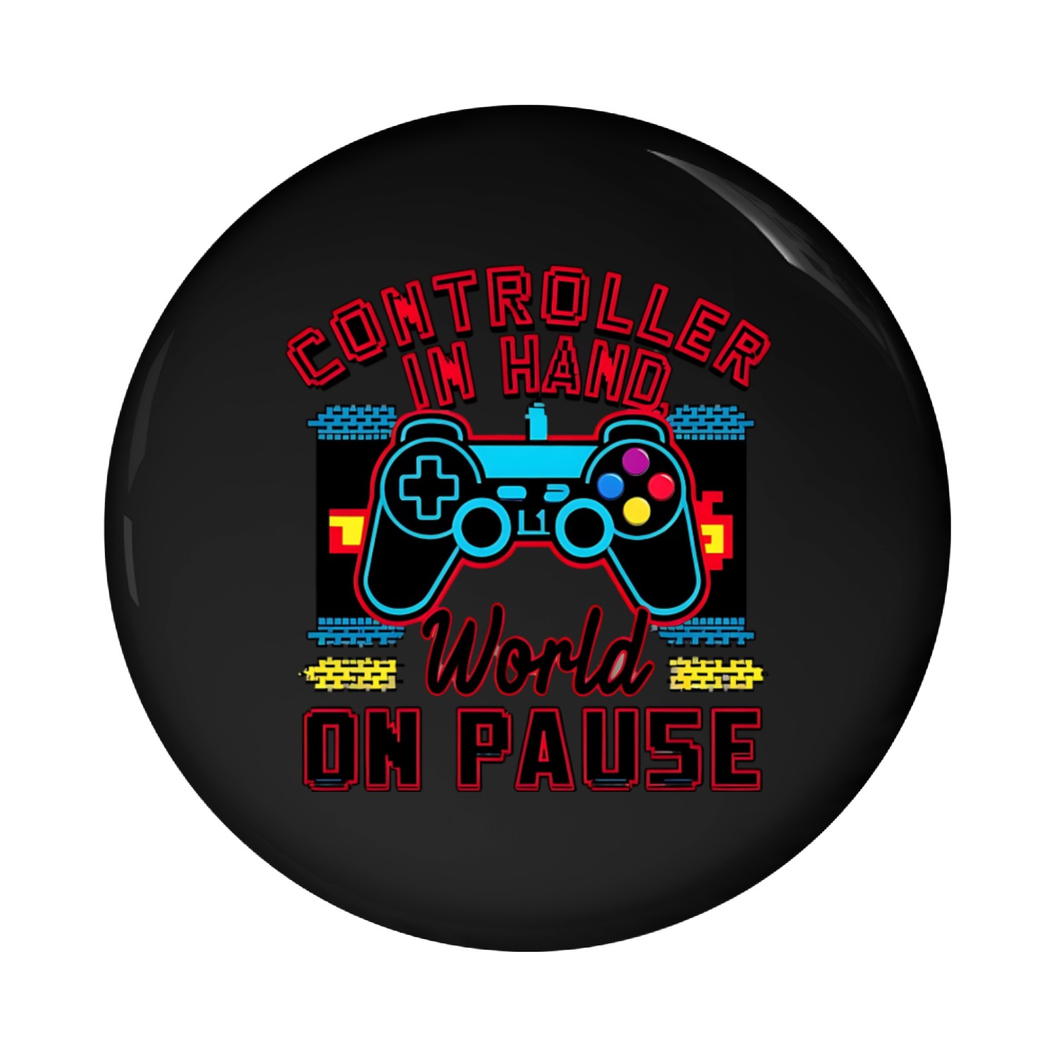Controller in Hand World on Pause Pin Buttons