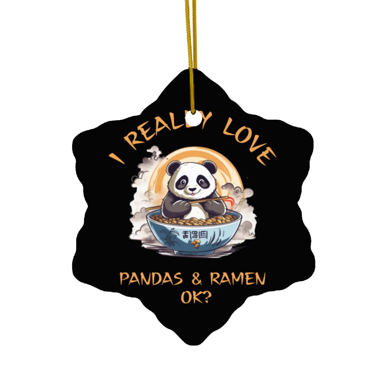 Kawaii Anime Panda Otaku Japanese Ramen Noodles Ceramic Ornaments