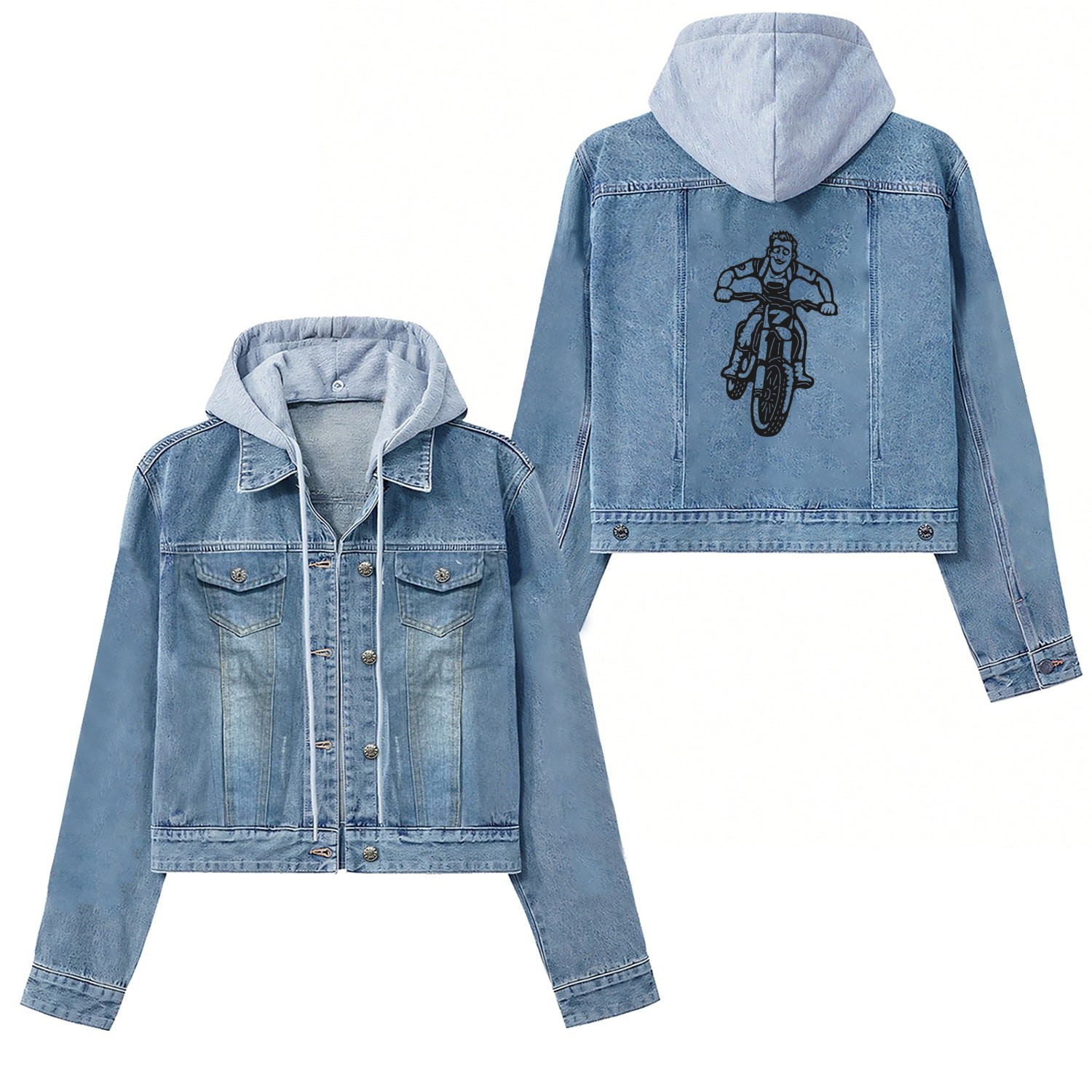 Wheelie Silly: Dirt Bike Comics & Rider Fails 002 Women's Denim Jackets