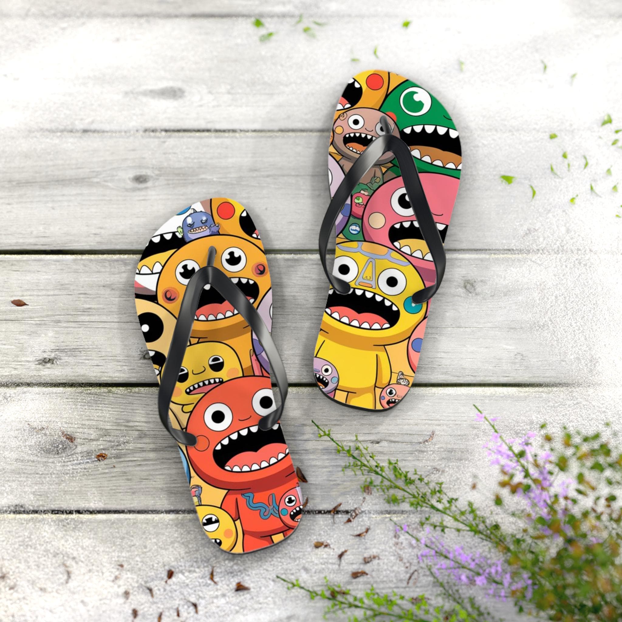 Playful Cartoon Flip Flops, Fun Summer Footwear, Beachwear, Gifts for Kids, Colorful Designs for Pool Parties