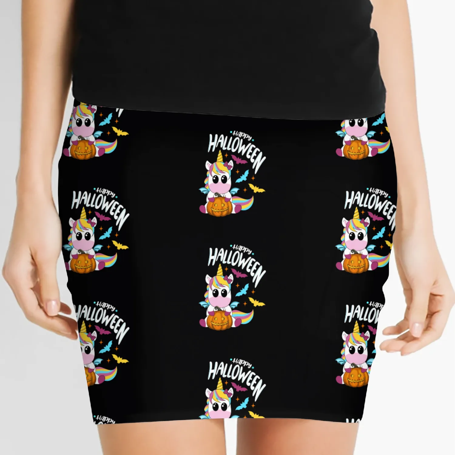 Bat Unicorn - Happy Halloween Women's Mini Skirts
