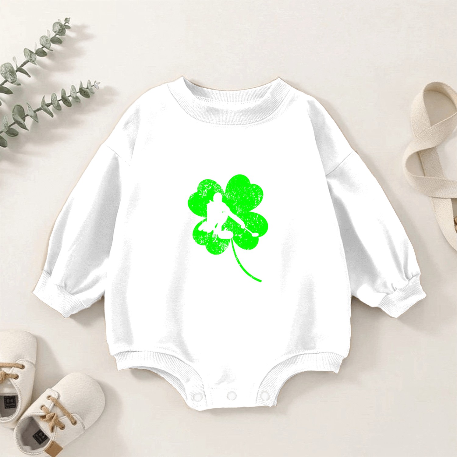 Curling St. Patrick's day shamrock Baby Romper Sweatshirts