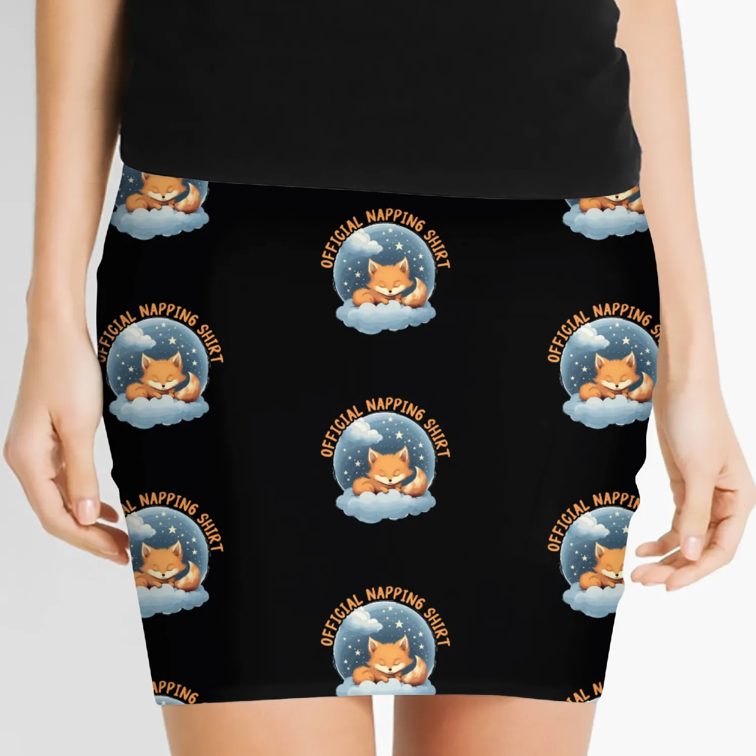 Sleeping Fox Sleepyhead Napping Sleep Fox Lover Women's Mini Skirts
