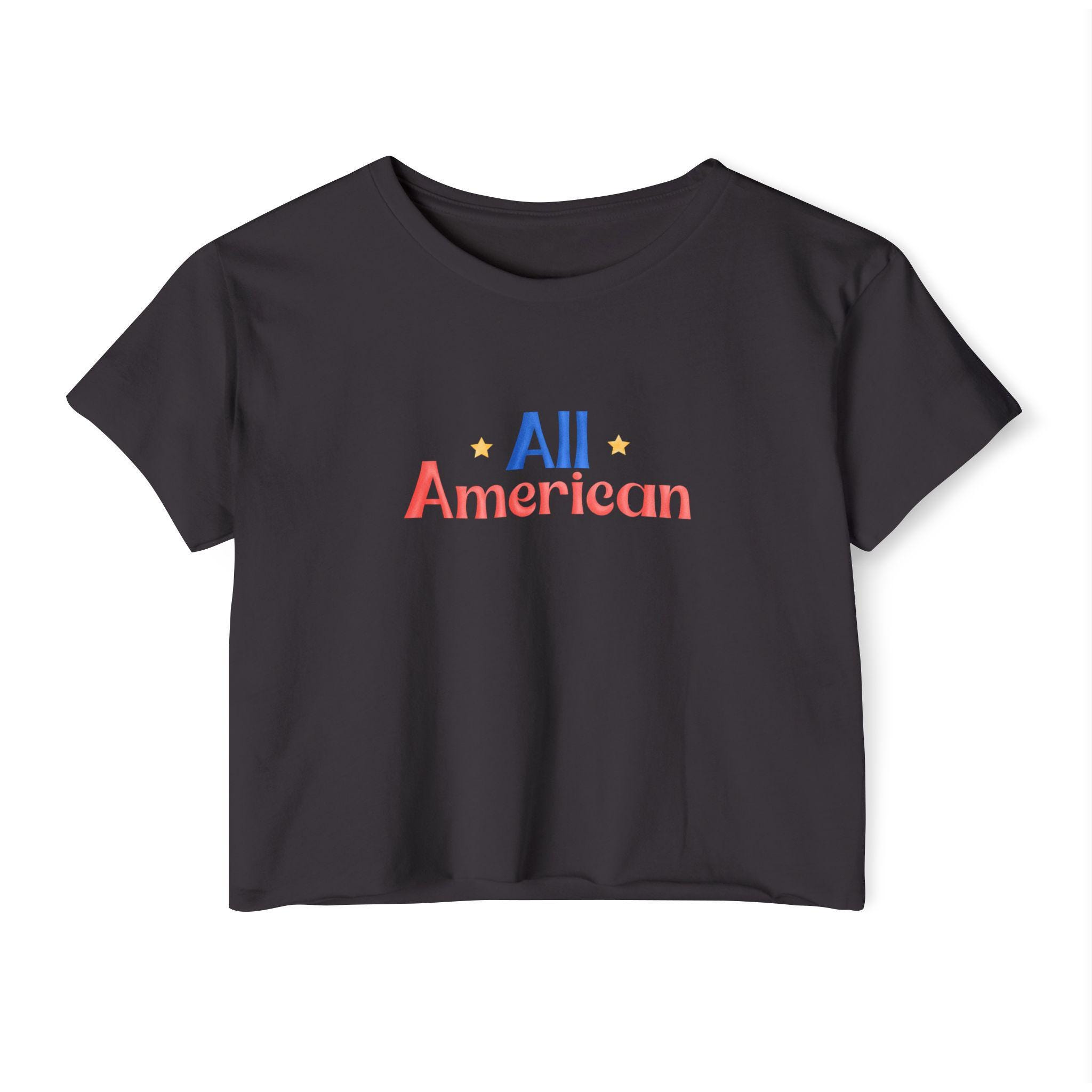 All American Women's Festival Crop Top, Patriotic Shirt, Summer Top, BBQ Shirt, Casual Wear, Fourth of July Outfit