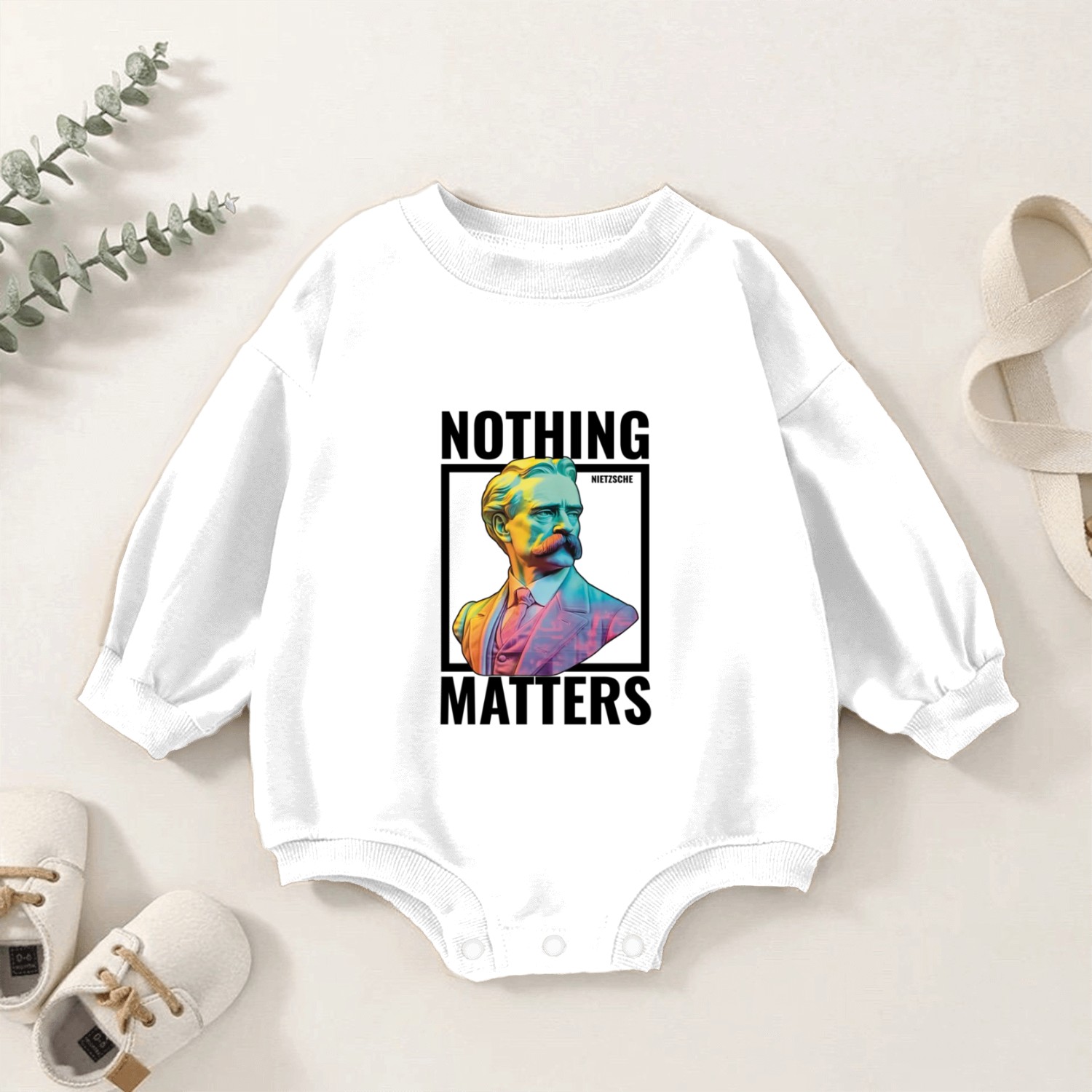 Nietzsche Nothing Matters Modern Nihilist Philosop Baby Romper Sweatshirts