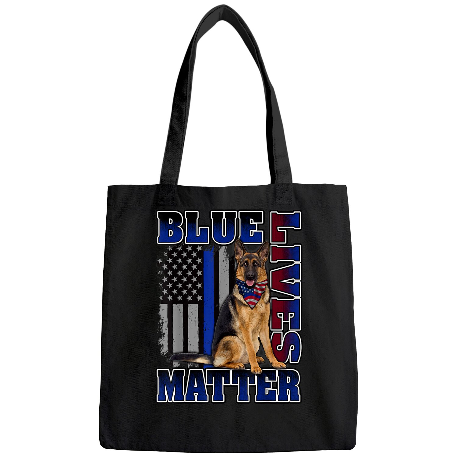 Police Officer K9 Dog Tote Bag Blue Lives Matter Blue Line Flag Tote Bag