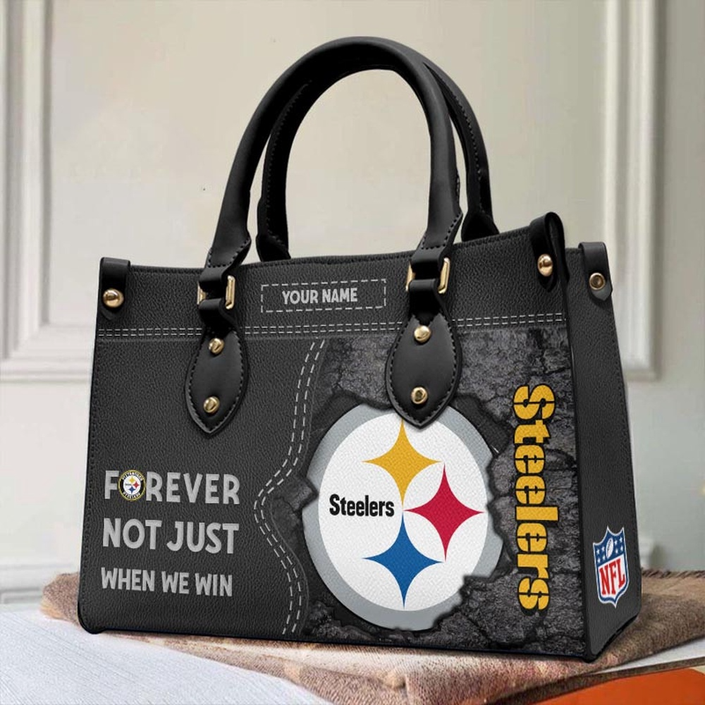 Custom Name football Pittsburgh Steeler Forever Not Just When We Win Leather Hand Bag