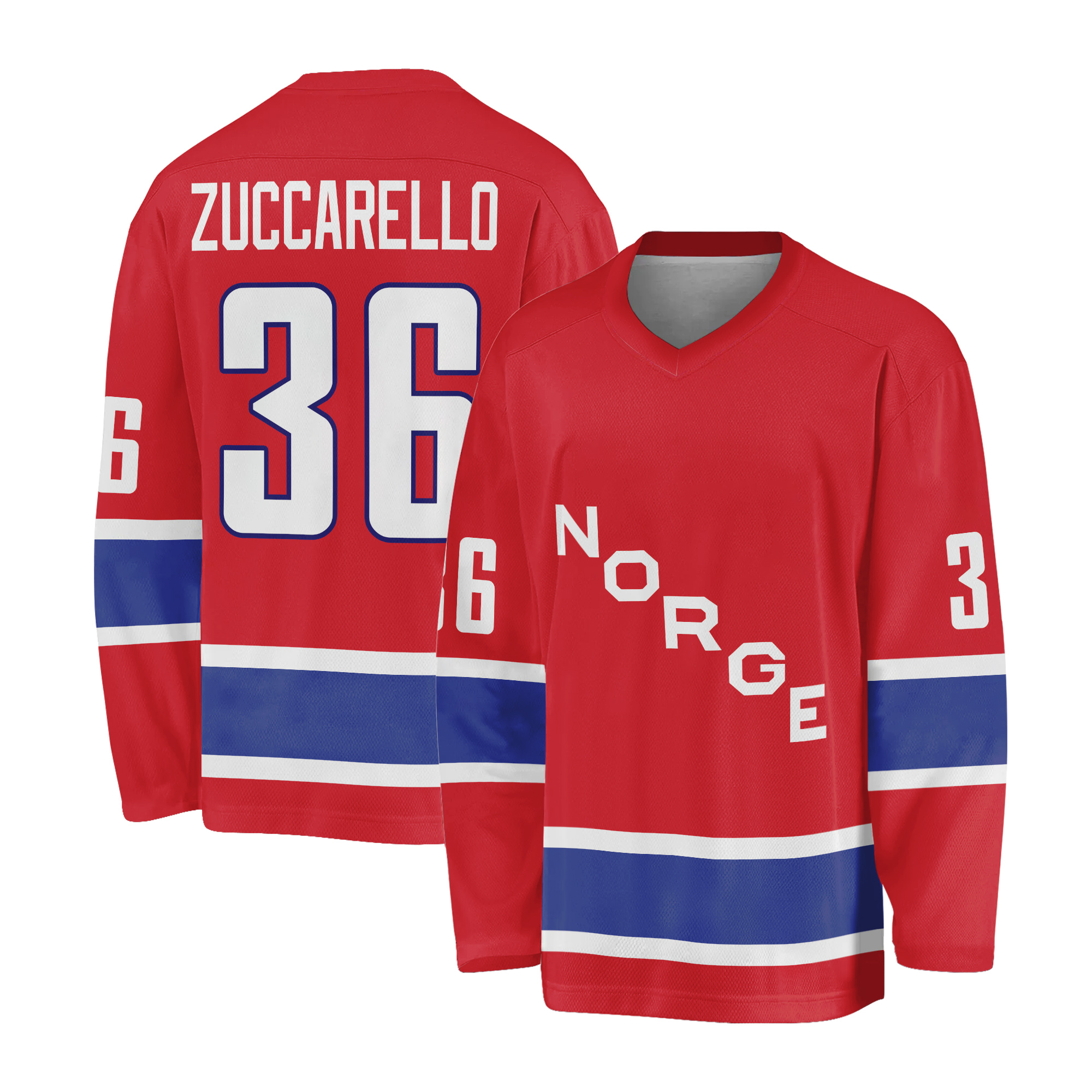Throwback Zuccarello #36 Team Norway Norge Hockey Jersey;Custom Any Name;Youth/Adult Any Size