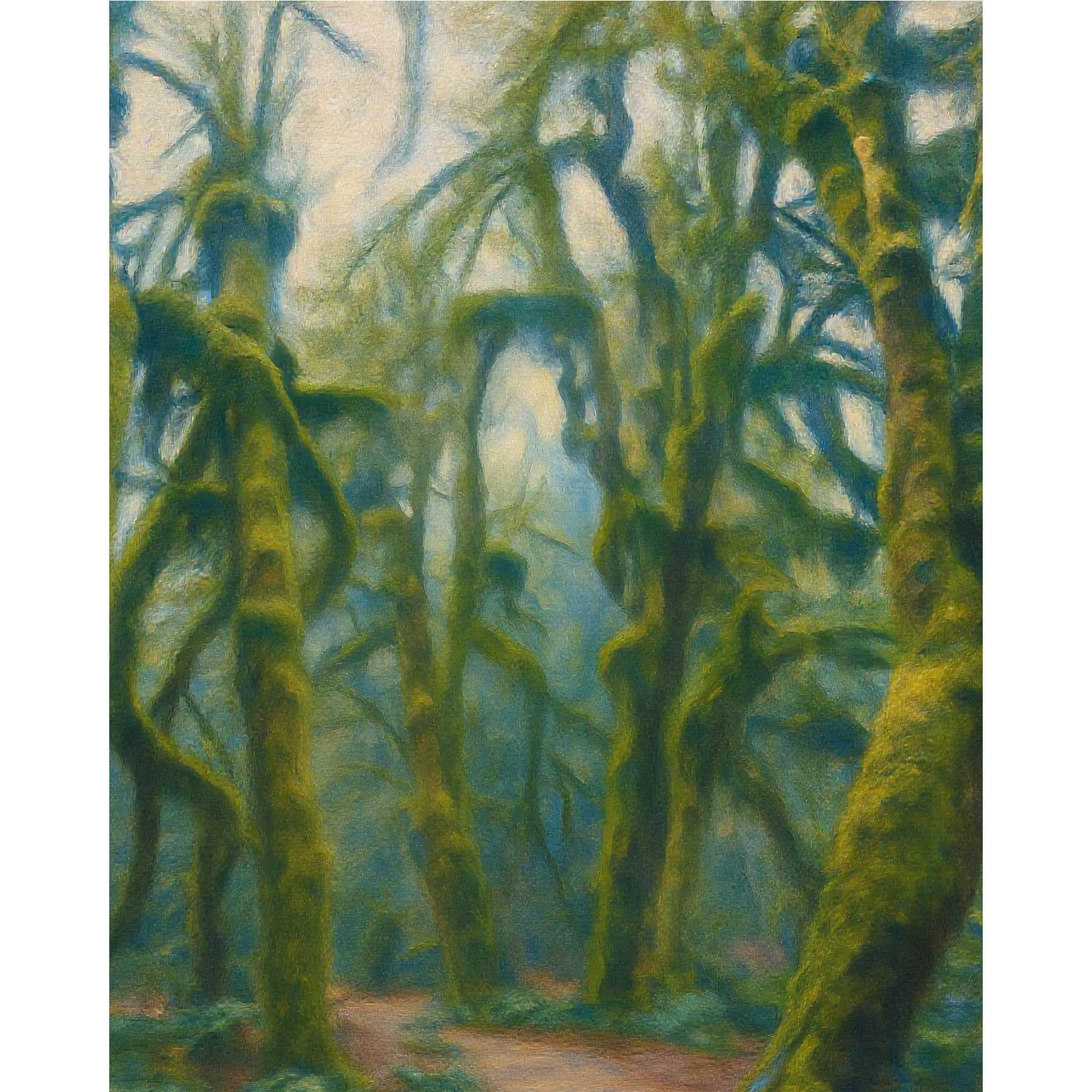 Olympic National Park Canvas Print, Hoh Rainforest Wall Art, Mossy Forest Landscape Painting, Pacific Northwest Nature Decor