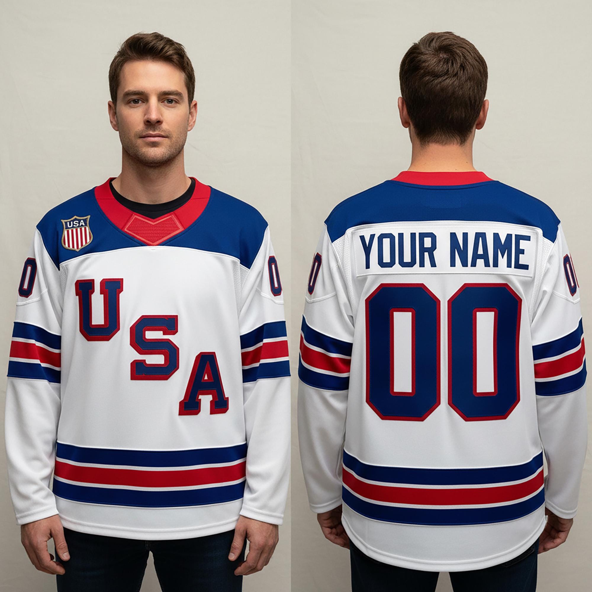 Custom 2026 USA Hockey Jersey Personalization USA Hockey Jersey, Team USA hockey Jersey, Fan Hockey jersey
