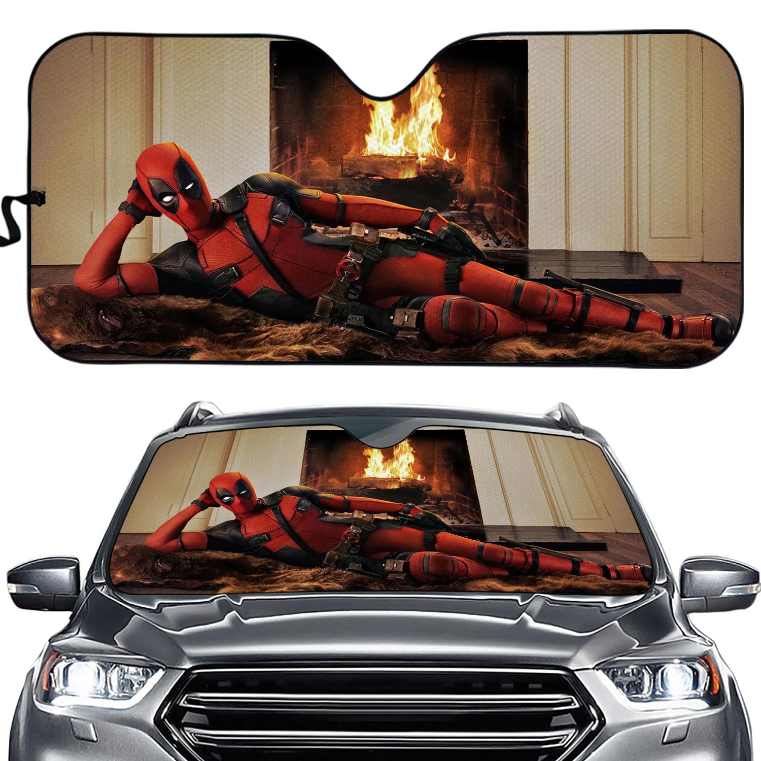Deadpool Funny Auto Sun Shades, Cartoon Gift For Fans.