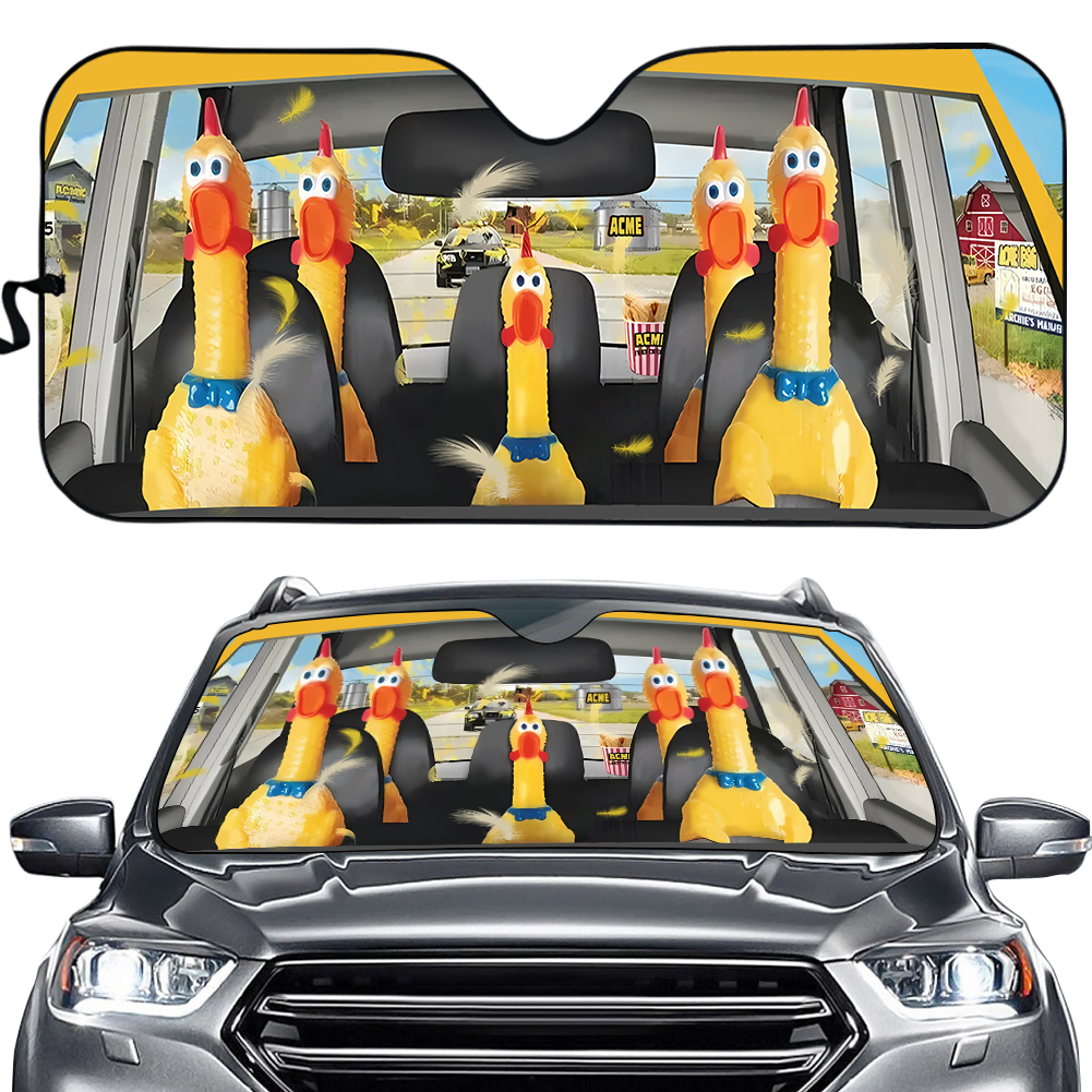 Funny Chicken Car Sun Shade, Chicken Auto Sunshade, Chicken Car Windshield