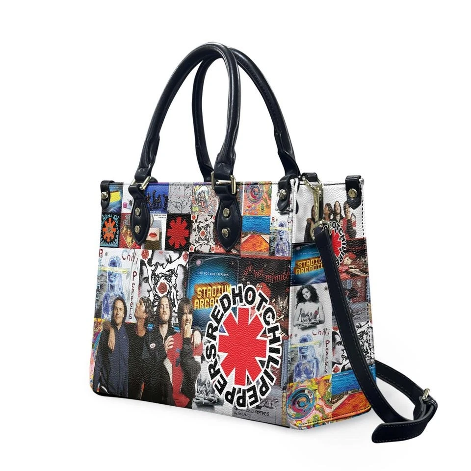 Red Hot Chili Peppers Leather Handbag, RHCP Rock Music Tote Bag, Fan Gift