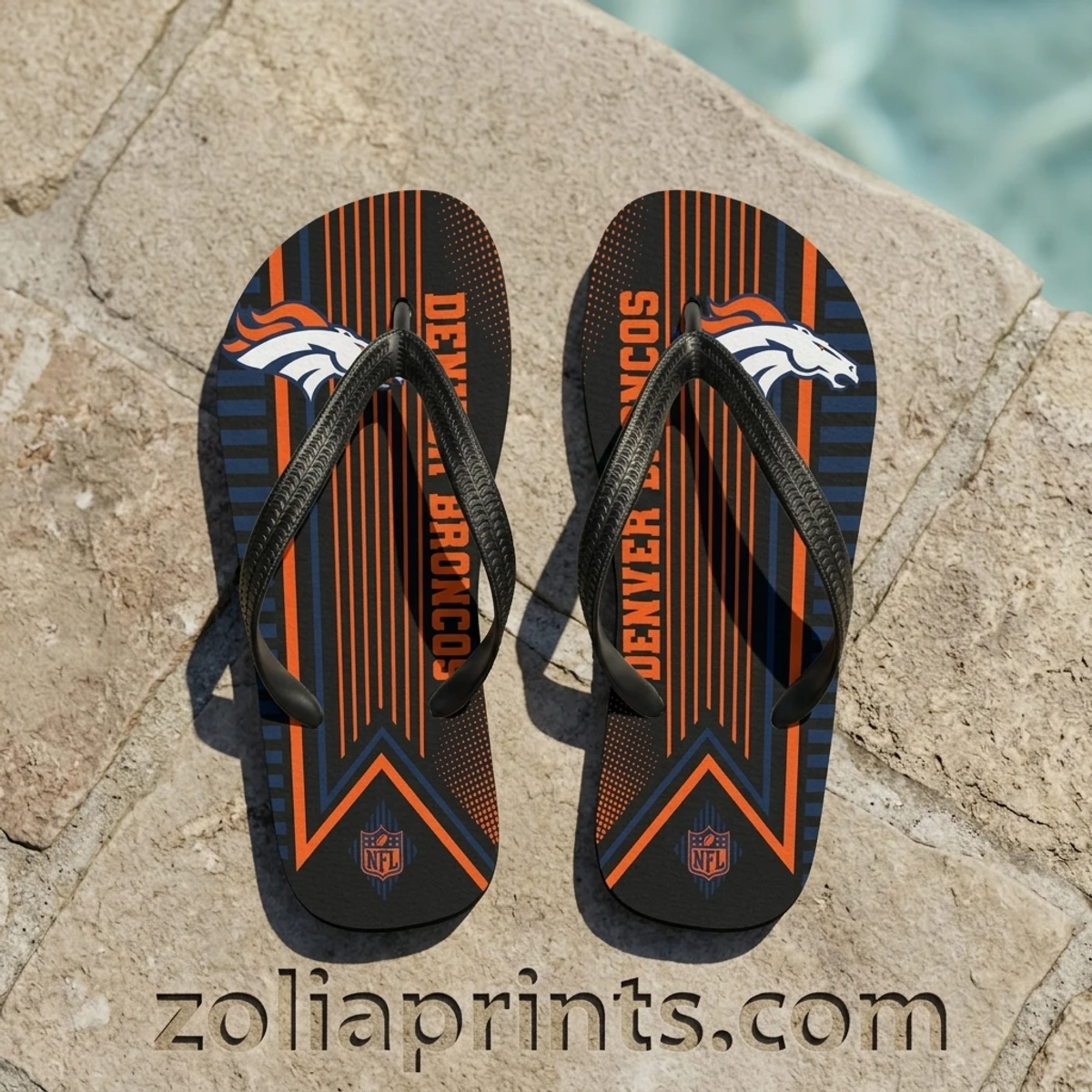 Denver Broncos Team Logo Summer Flip Flops