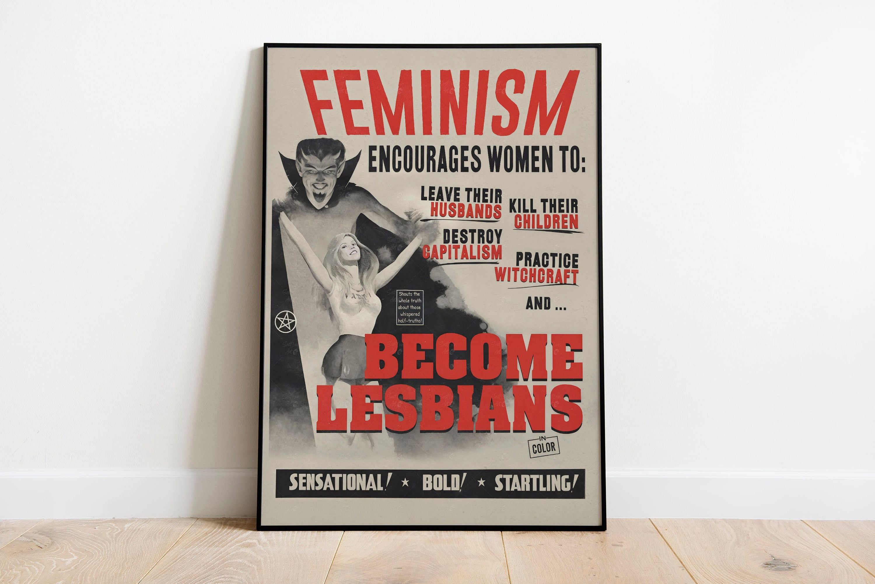 Feminism Poster Vintage | Lesbian Poster, Retro Wall Art