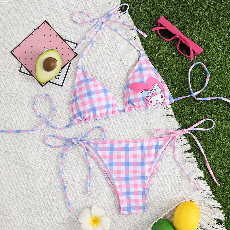 Y2K Style Kawaii Melody Cute Sling Bikini Swimsuit, Summer Swimwear