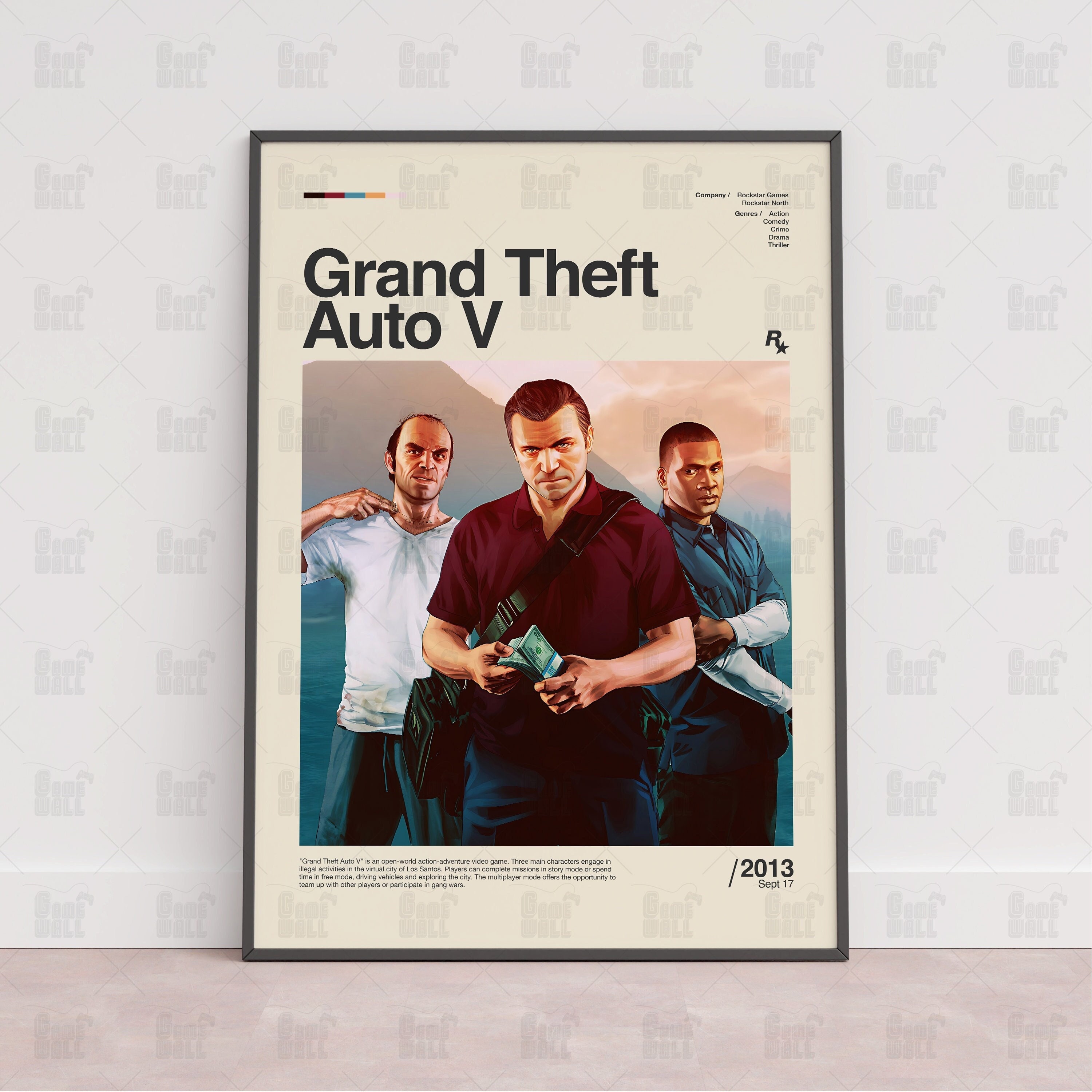 GTA V Poster, Gaming Room Poster, Gaming Wall Poster, Gaming Print Poster, Game Gift, Video Games Poster, Gaming Wall Art, Custom Game