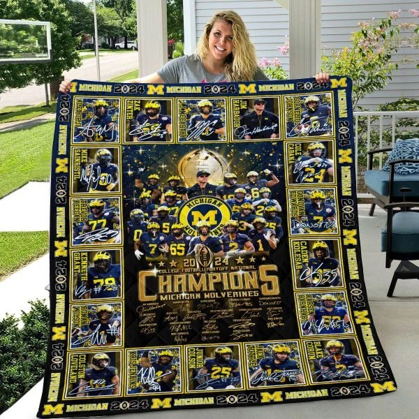 Michigan Wolverines Football Quilt Blanket