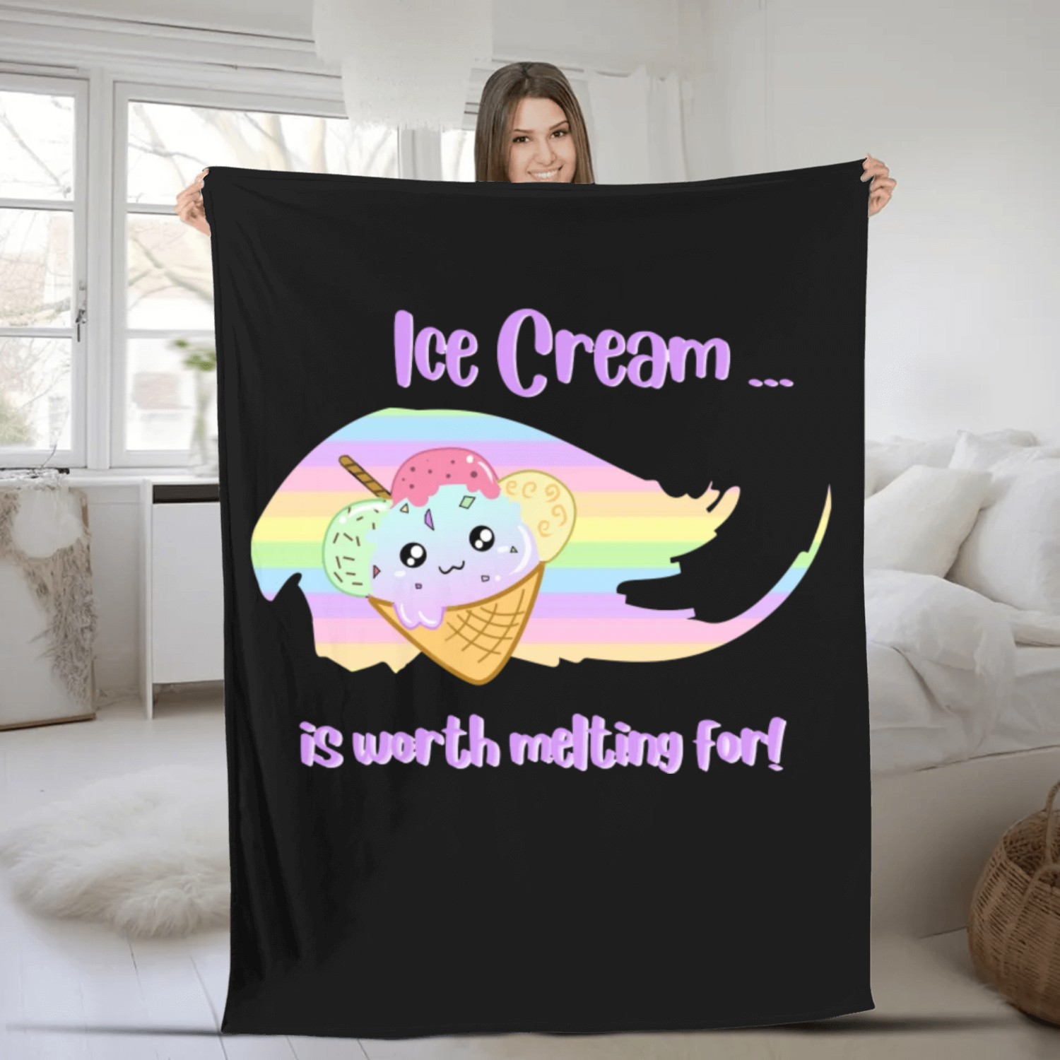 Ice Cream Kawaii is worth melting for! Fleece Blankets