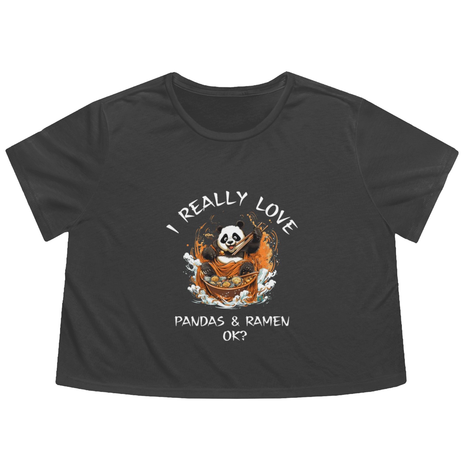 Kawaii Anime Panda Otaku Japanese Ramen Noodles Flowy Cropped Tees