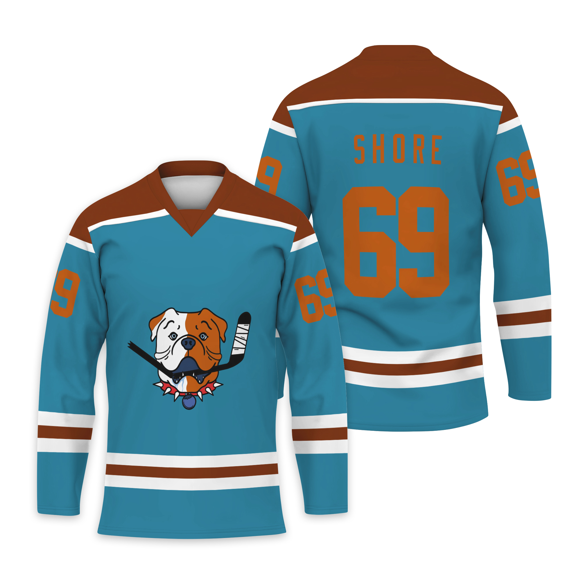 Ice Hockey Jersey 69 Shore Shoresy Sudbury Bulldog Mens Adult Stitched Movie Jerseys Blue Long sleeves Clothing Sewing