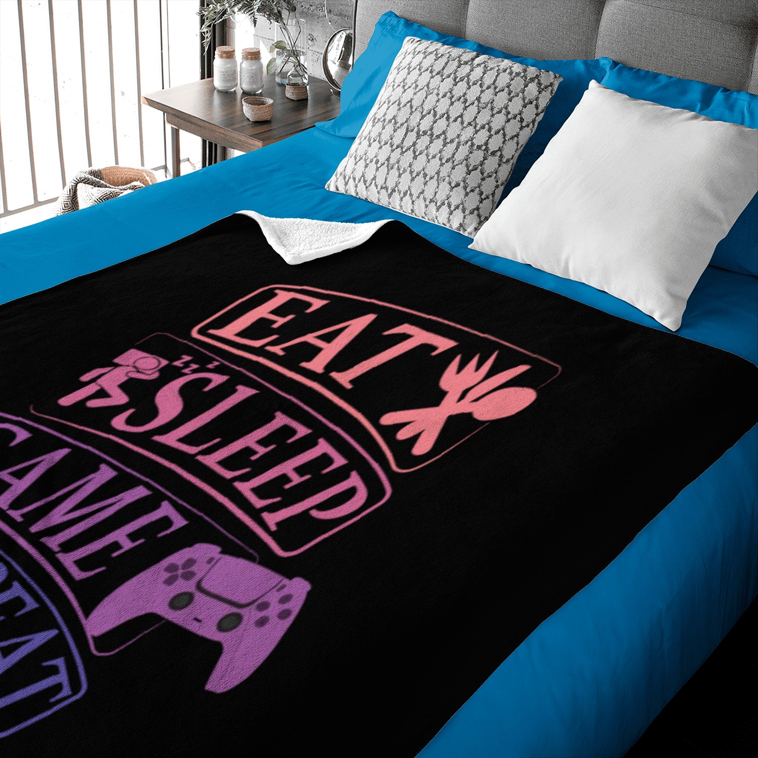 eat sleep game repeat Baby Blankets