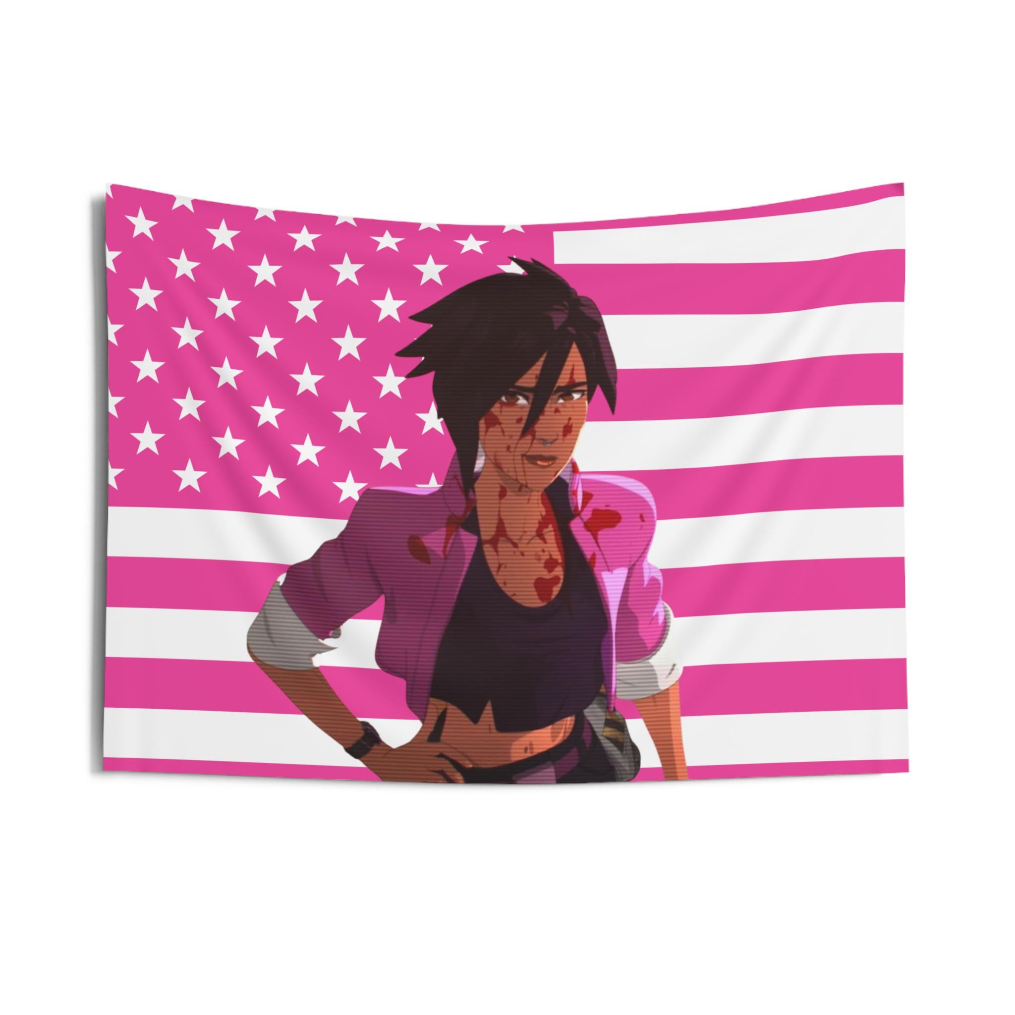 Invisigal security camera view Flag, Invisigal Indoor Wall Tapestries, Invisigal Dispatch Pink Flag