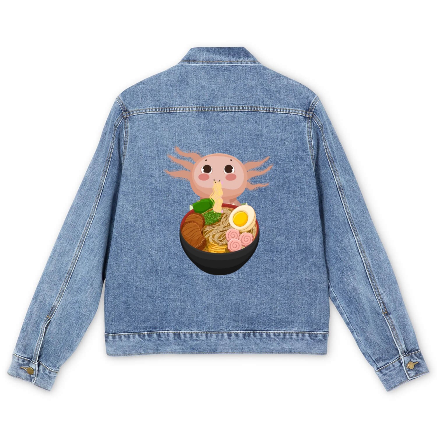 Ramen Axolotl Kawaii Anime Japanese Food Teens Lon Men's Denim Jackets